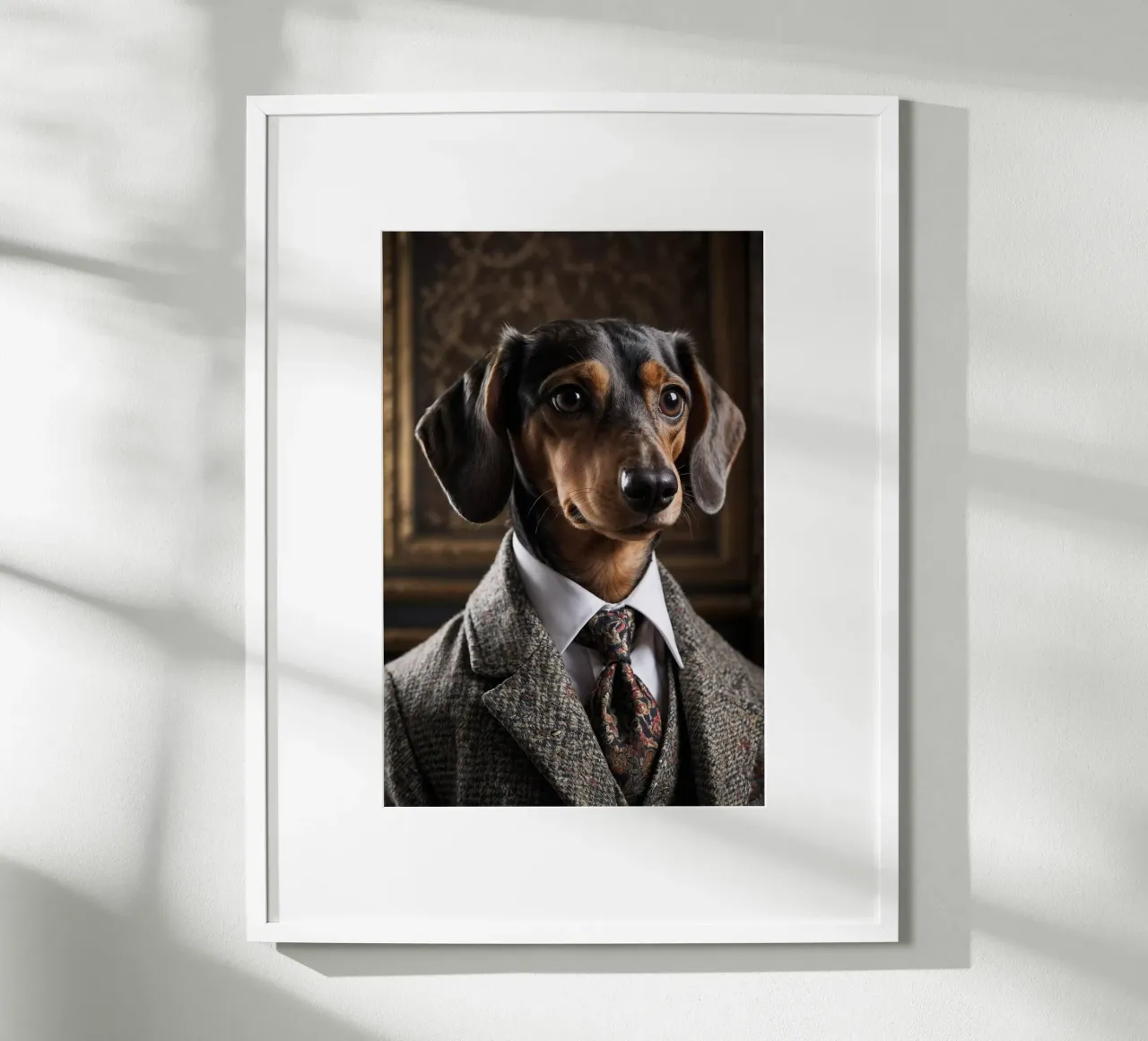 Il Nobile Gentiluomo - Bassotto Dapper poster con telaio in legno da Beasts of Nobility
