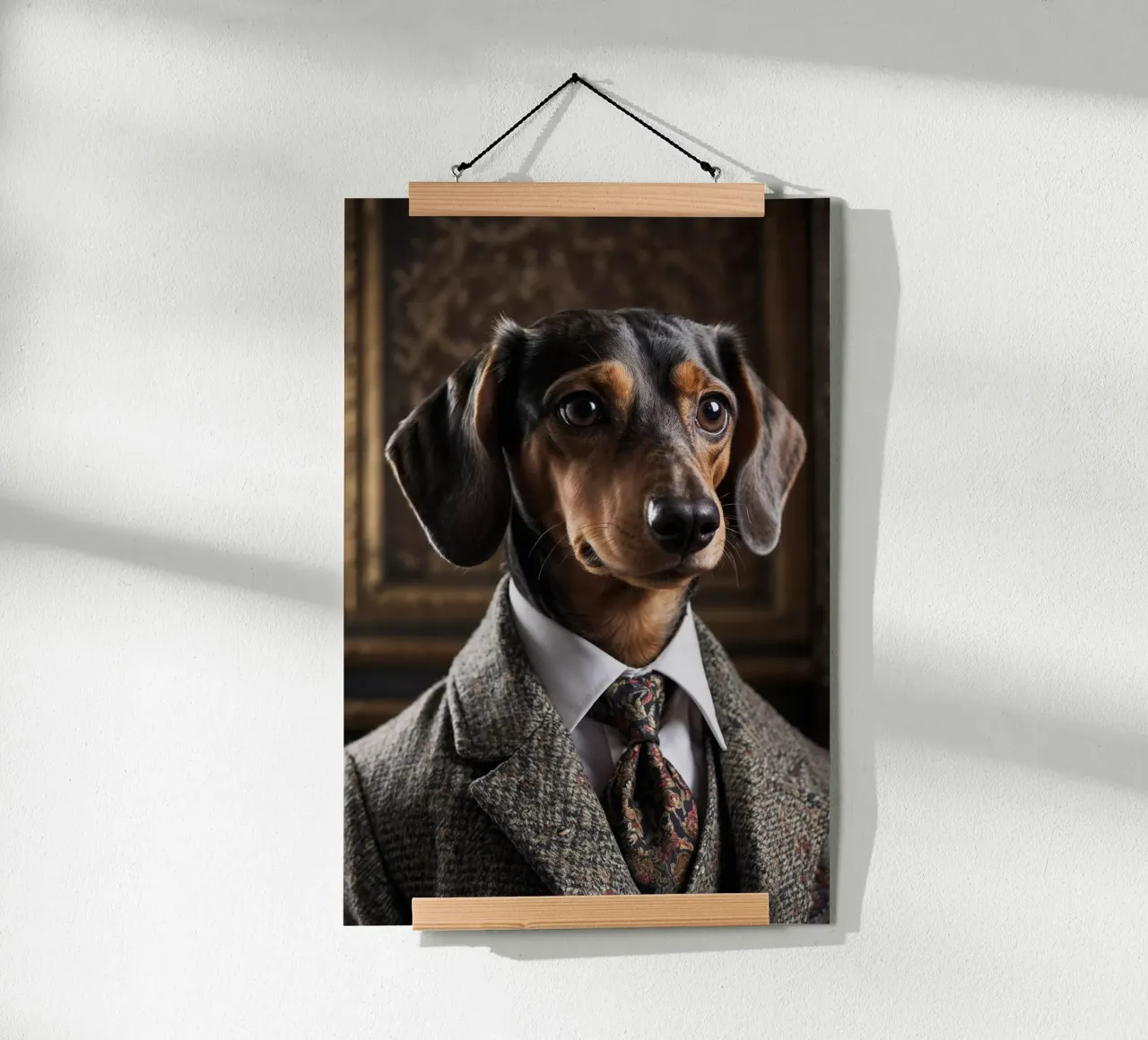 Il Nobile Gentiluomo - Bassotto Dapper poster con telaio in legno da Beasts of Nobility