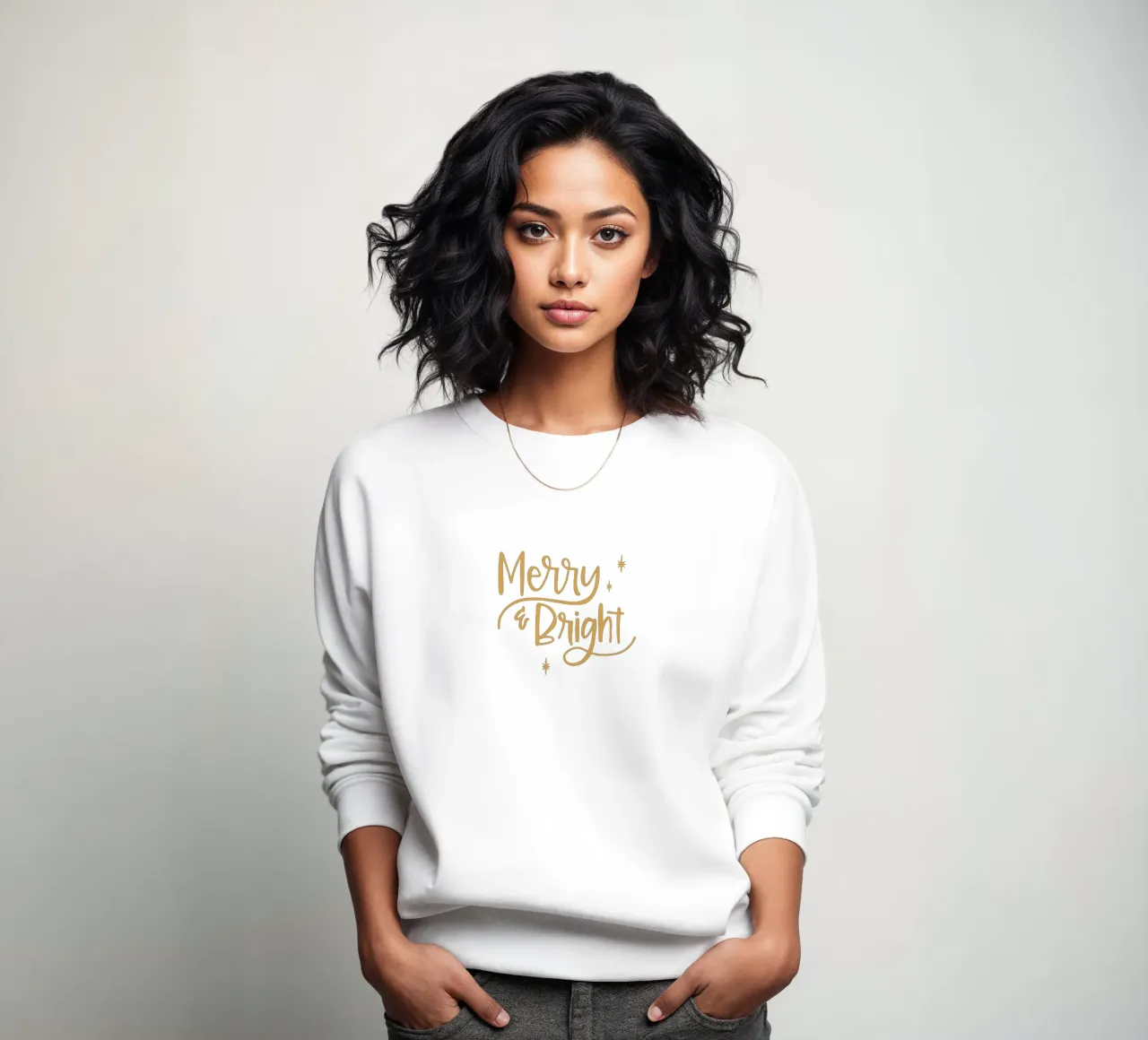 Merry & Bright Typo felpa da modeern