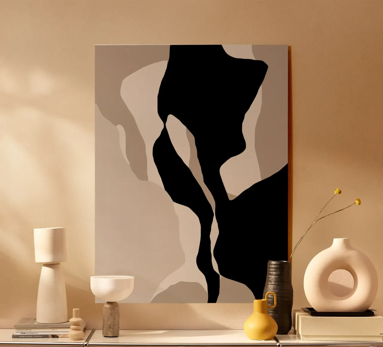 Shapes 10 | Neutral & Black Minimal Shape Abstract metacrilato de sabidussi