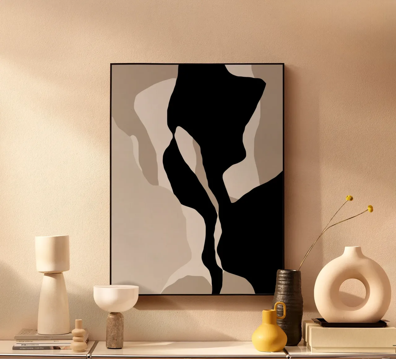 Shapes 10 | Neutral & Black Minimal Shape Abstract alluminio dibond da sabidussi