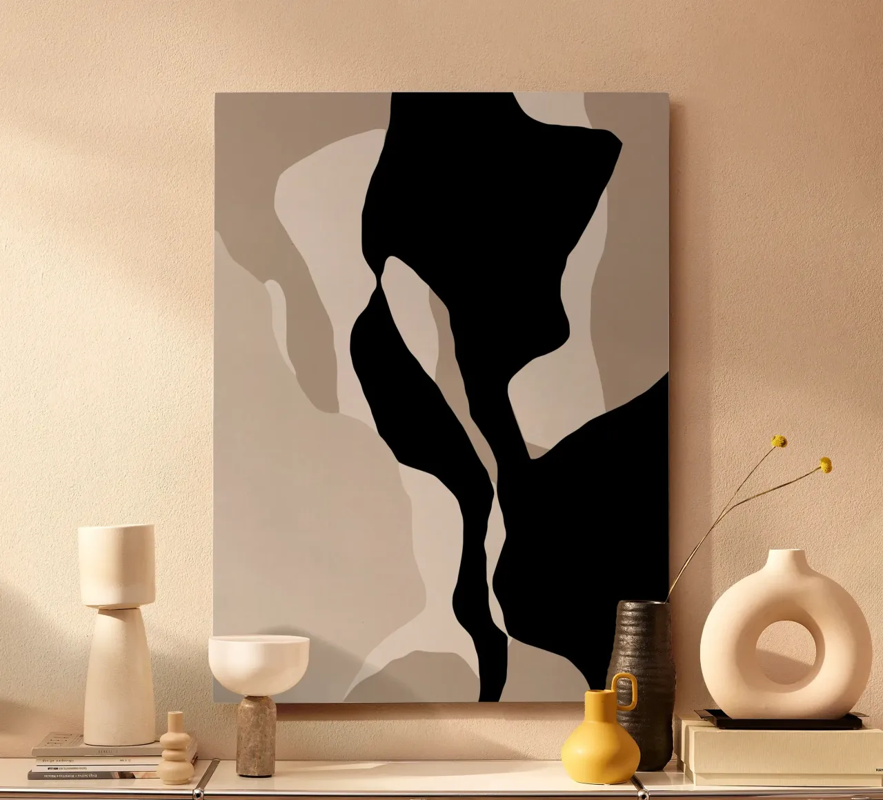 Shapes 10 | Neutral & Black Minimal Shape Abstract alluminio dibond da sabidussi
