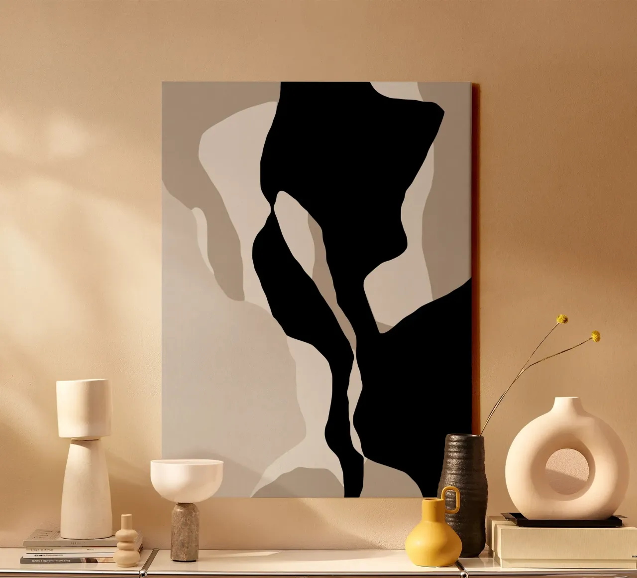 Shapes 10 | Neutral & Black Minimal Shape Abstract tela da sabidussi