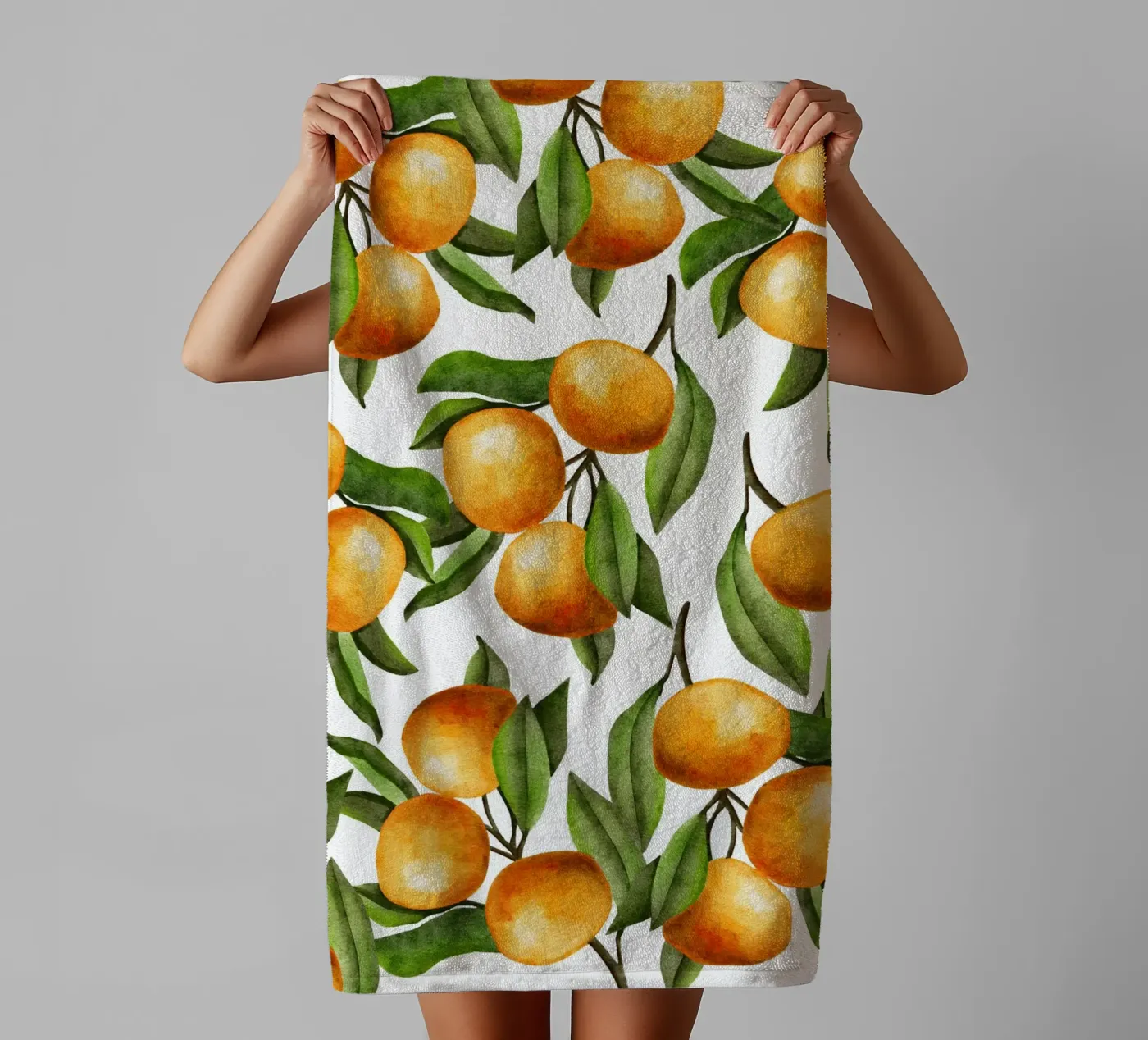 Oranges tree badhanddoek van Happypatterns