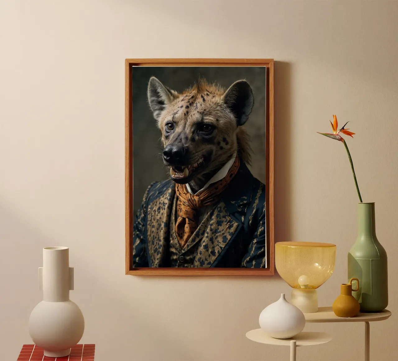 Azar the Bold – Mischievous Charm of the Savanna canvas with Floater frame by Beasts of Nobility