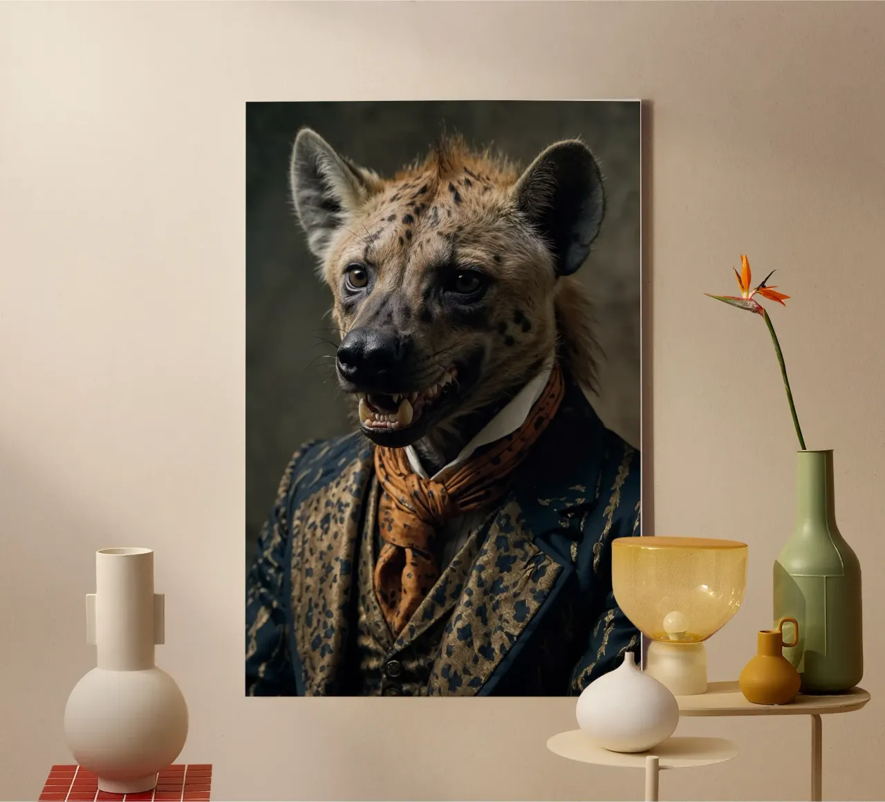 Azar the Bold – Mischievous Charm of the Savanna canvas with Floater frame by Beasts of Nobility