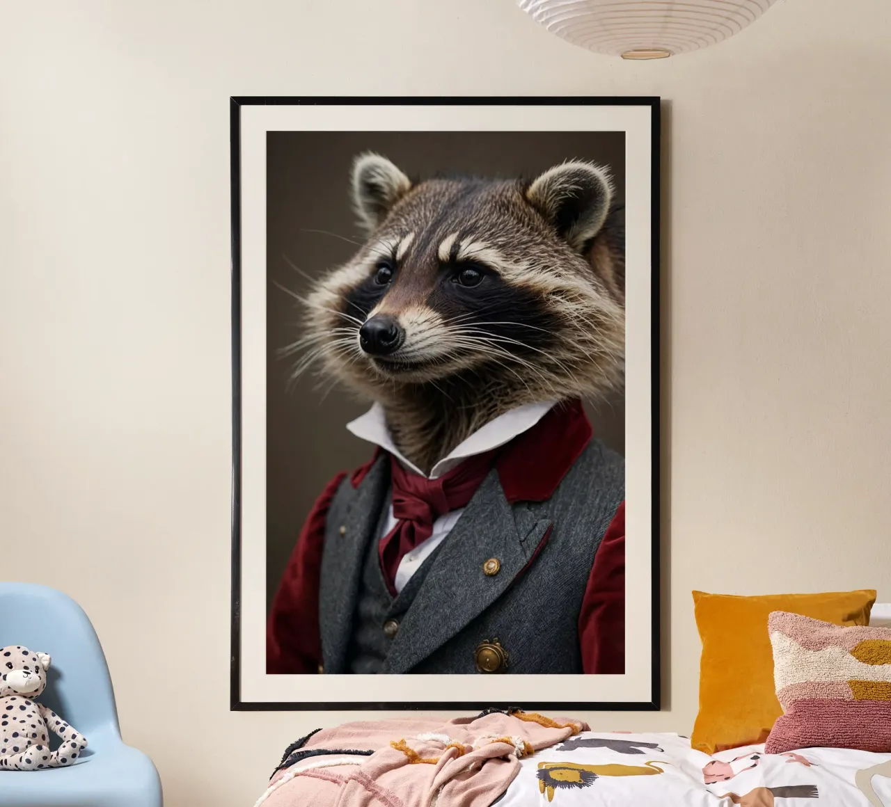 Reginald der Dapper - Der raffinierte Waschbär Poster mit Aluminium Rahmen von Beasts of Nobility