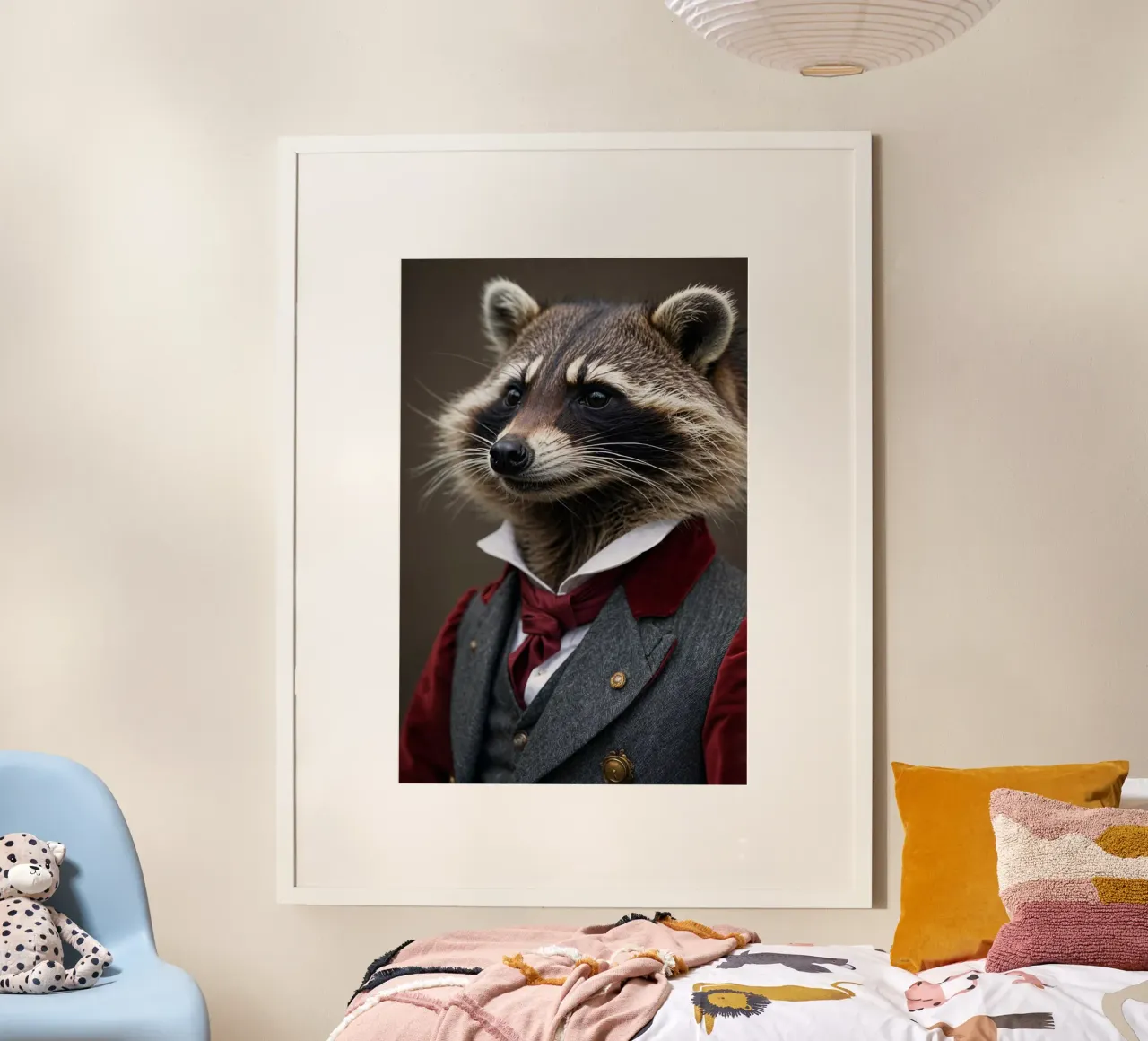 Reginald der Dapper - Der raffinierte Waschbär Poster mit Aluminium Rahmen von Beasts of Nobility