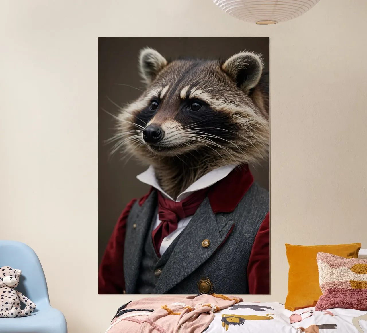 Reginald der Dapper - Der raffinierte Waschbär Poster mit Aluminium Rahmen von Beasts of Nobility