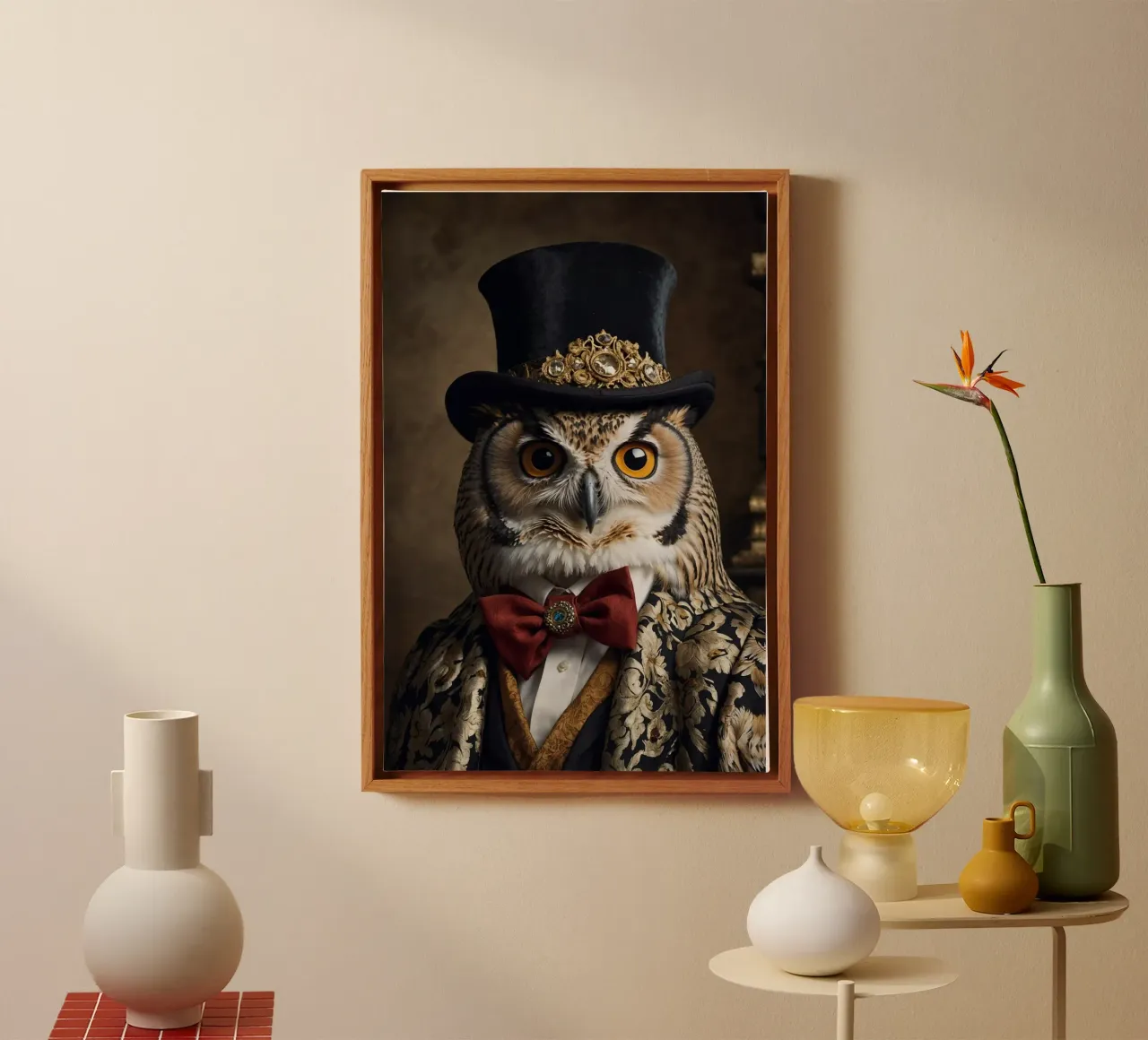 Oliver the Wise Owl – Guardian of the Twilight canvas with Floater frame by Beasts of Nobility