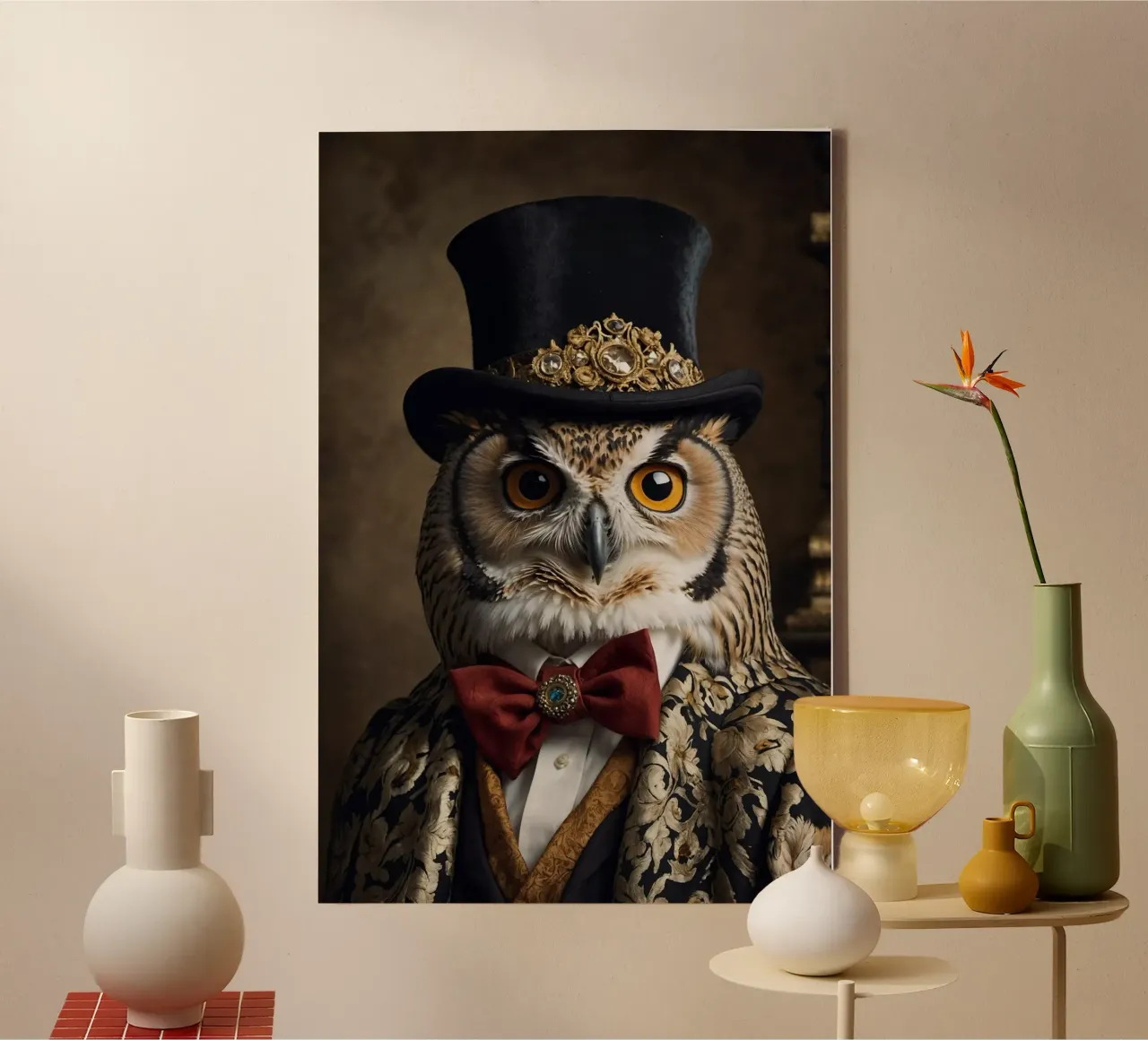 Oliver the Wise Owl – Guardian of the Twilight canvas with Floater frame by Beasts of Nobility