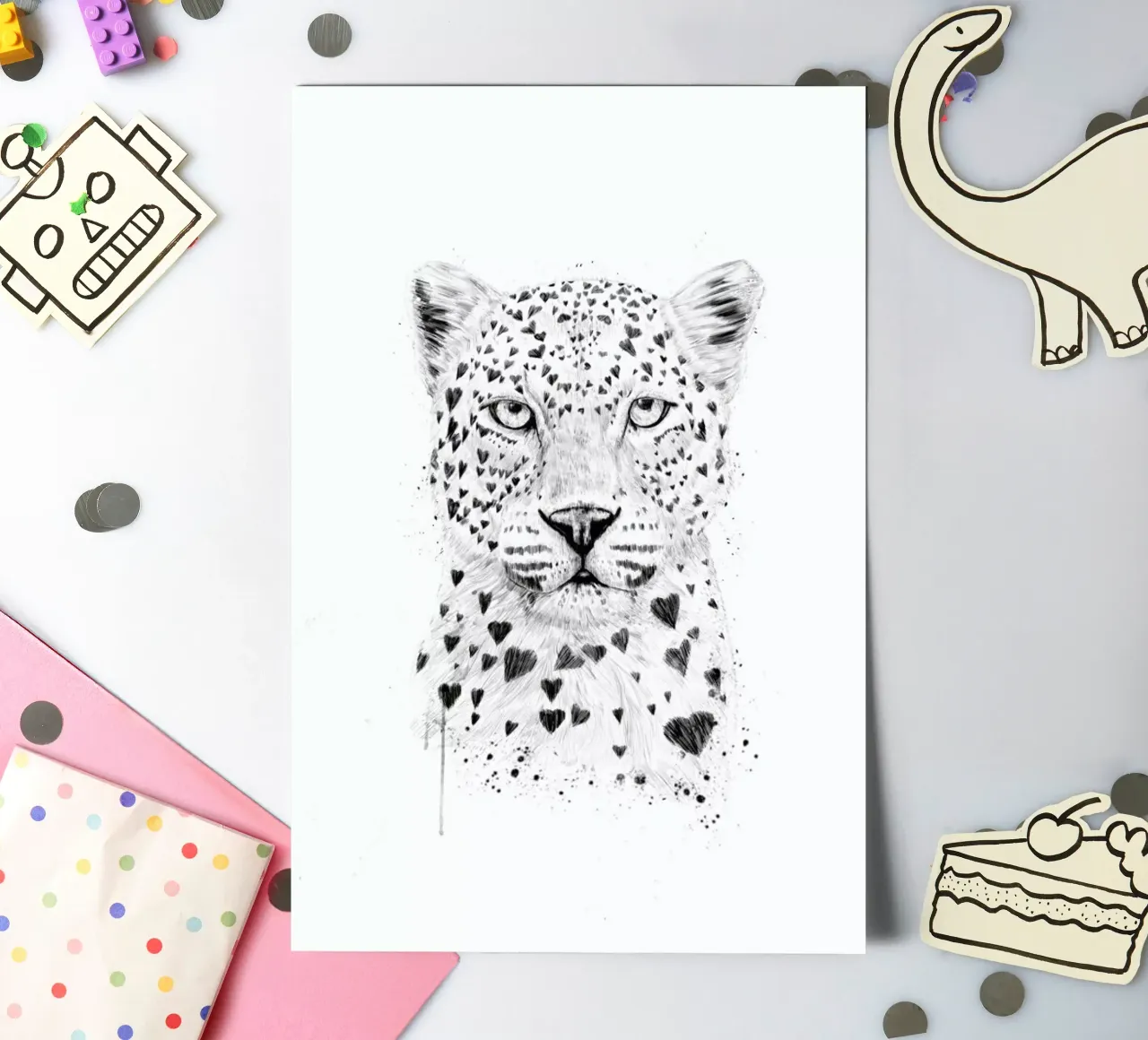 Lovely leopard sticker sheet by Balazs Solti