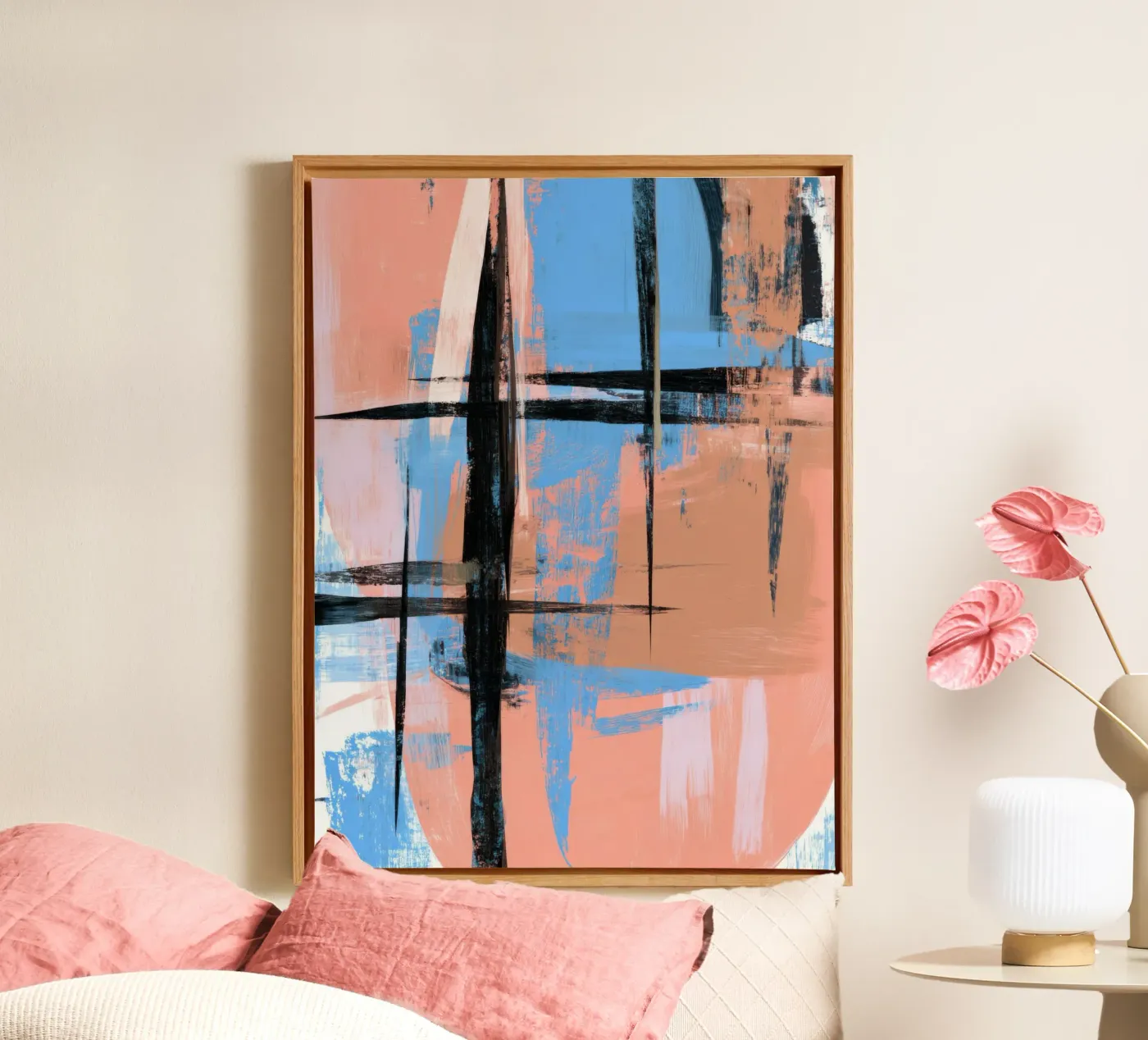 Blush Grid Reflection canvas by Geometrica