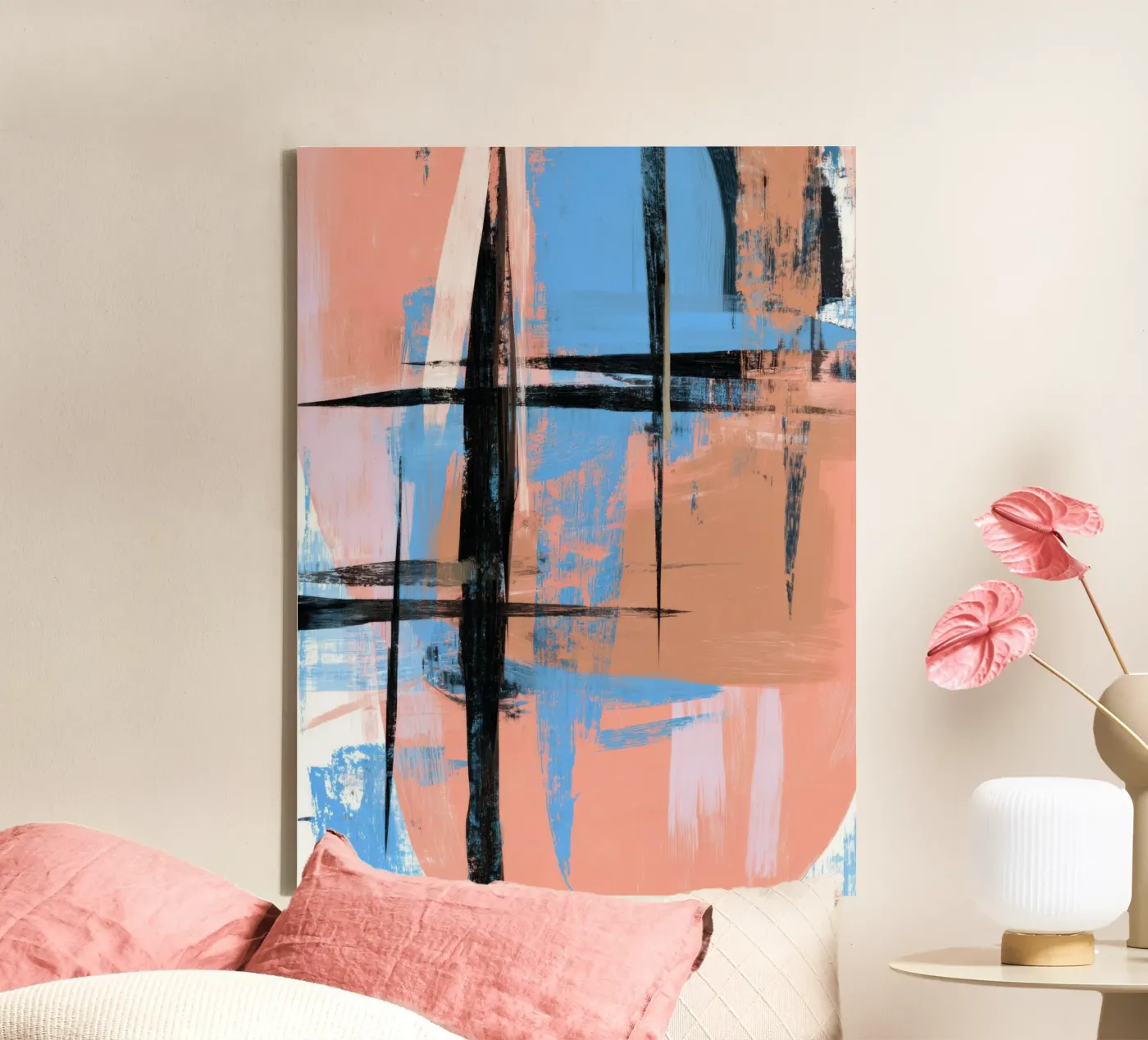 Blush Grid Reflection canvas by Geometrica