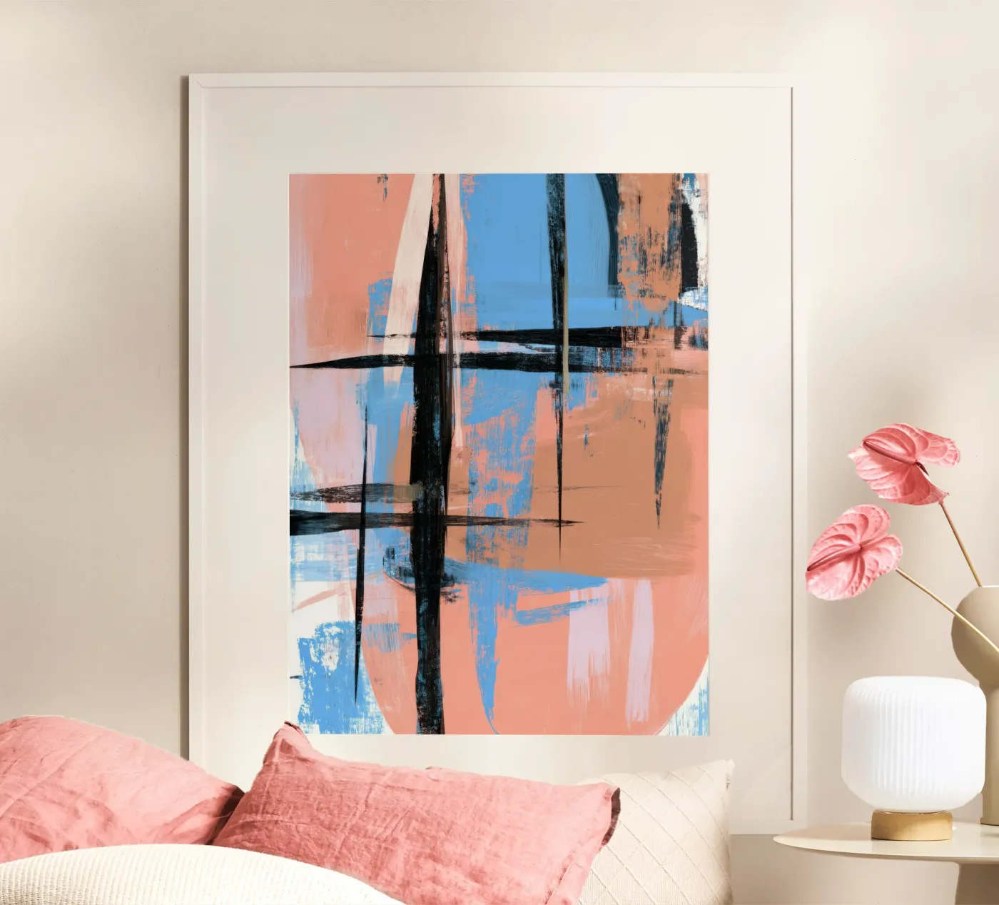 Blush Grid Reflection poster by Geometrica