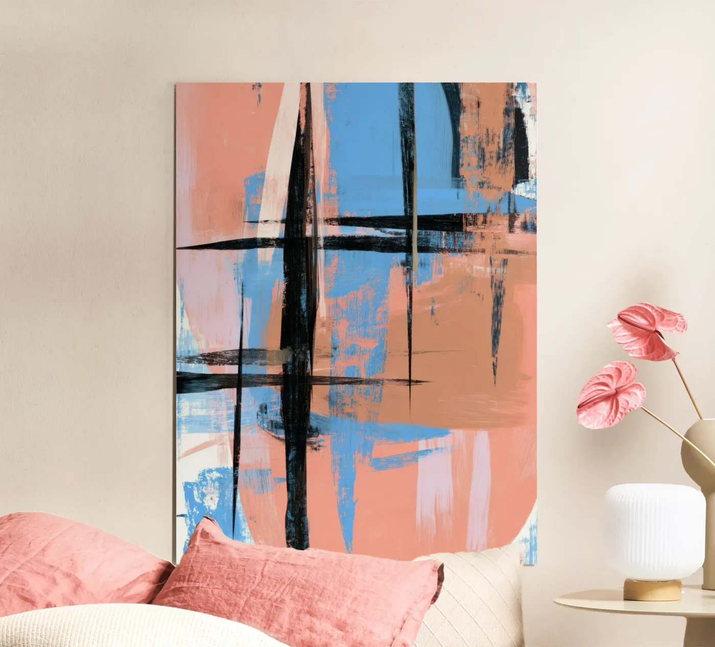 Blush Grid Reflection poster by Geometrica