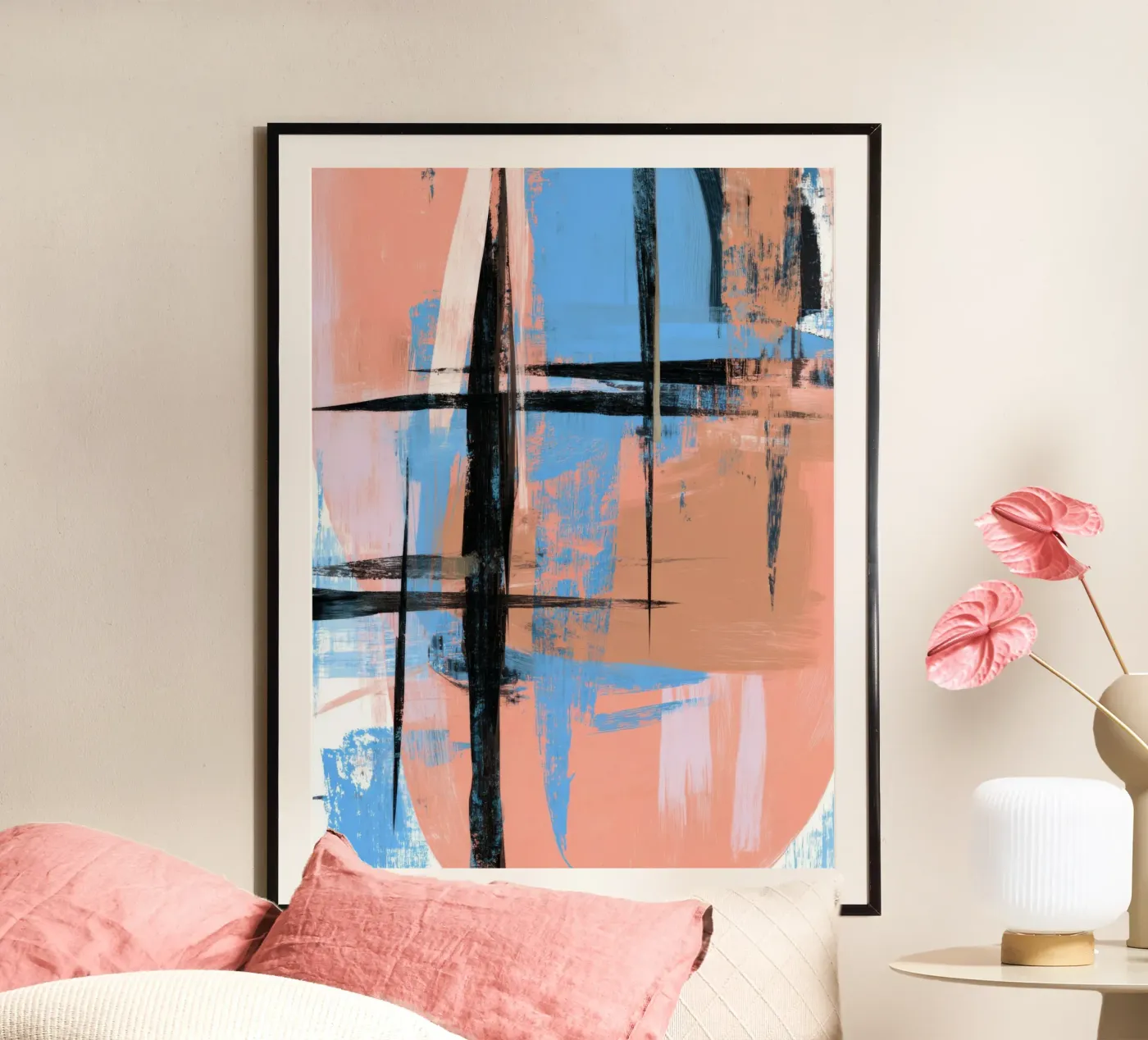 Blush Grid Reflection poster by Geometrica