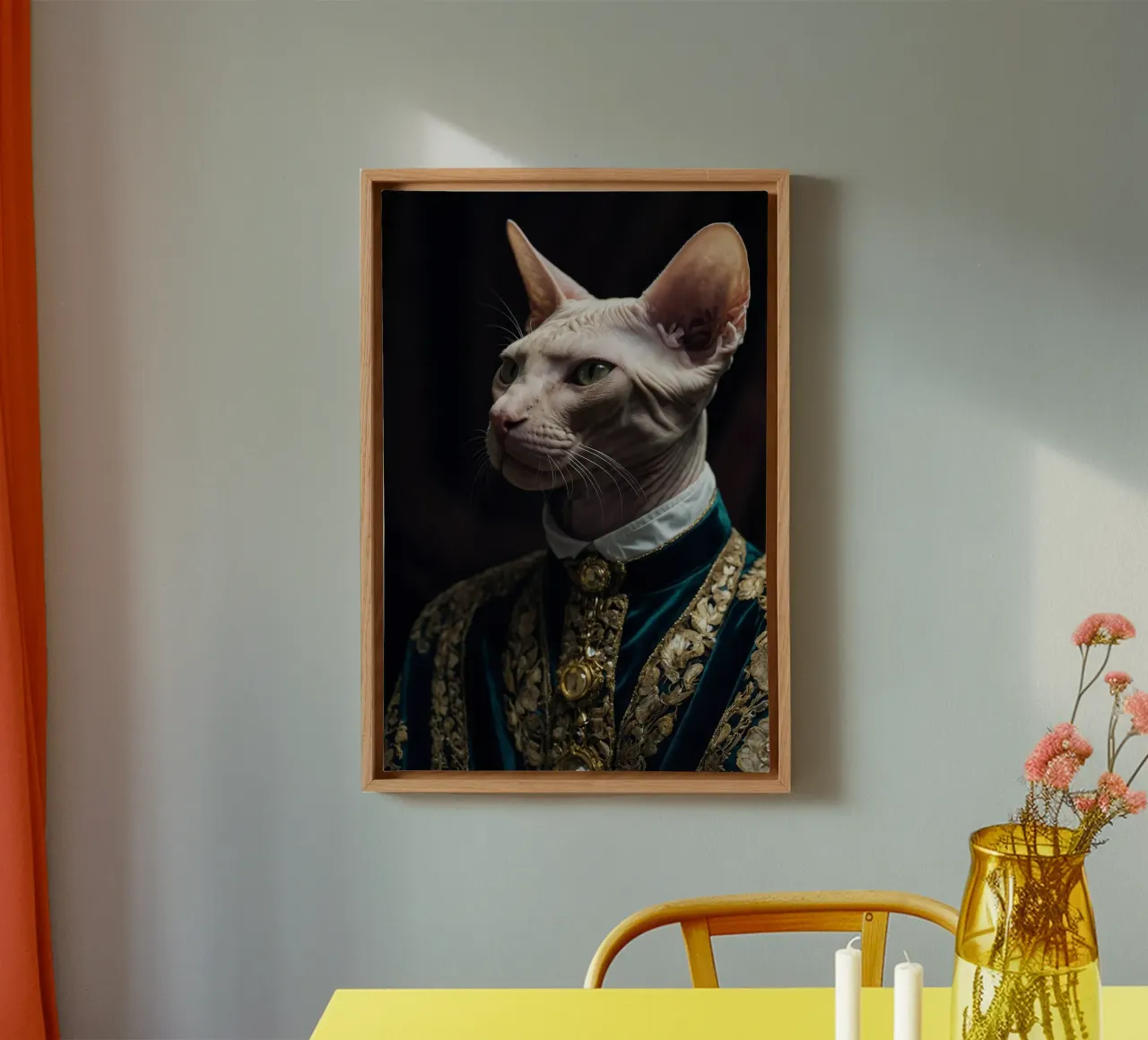 Count Sphynx: The Regal Feline canvas with Floater frame by Beasts of Nobility