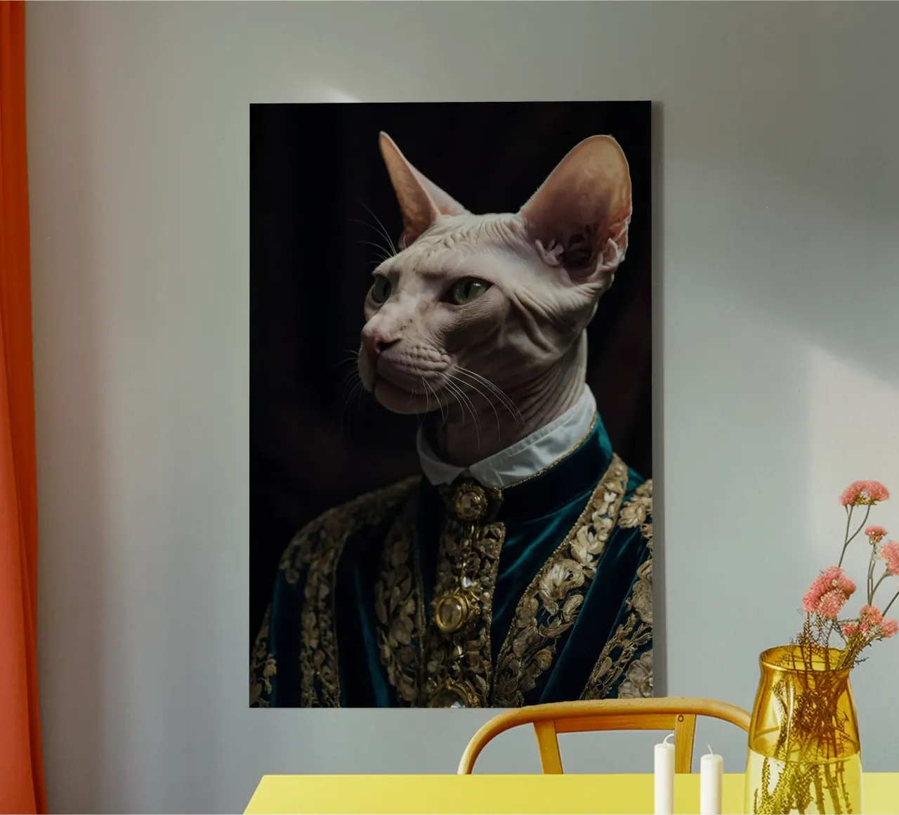 Count Sphynx: The Regal Feline canvas with Floater frame by Beasts of Nobility