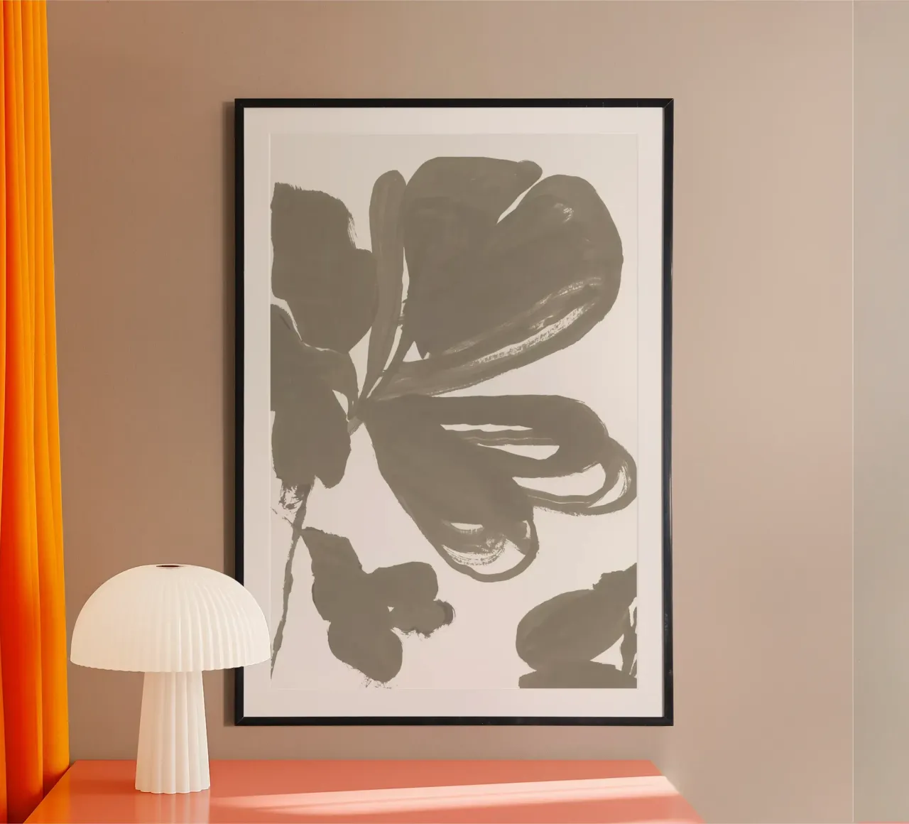 Gigante Taupe Floral 1 poster con telaio in plastica da Cartissi