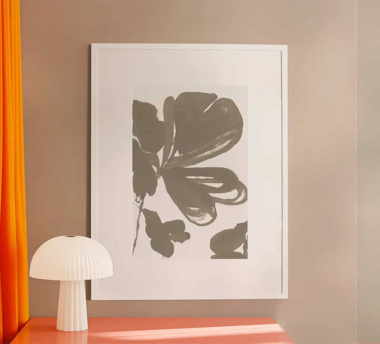 Gigante Taupe Floral 1 poster con telaio in plastica da Cartissi
