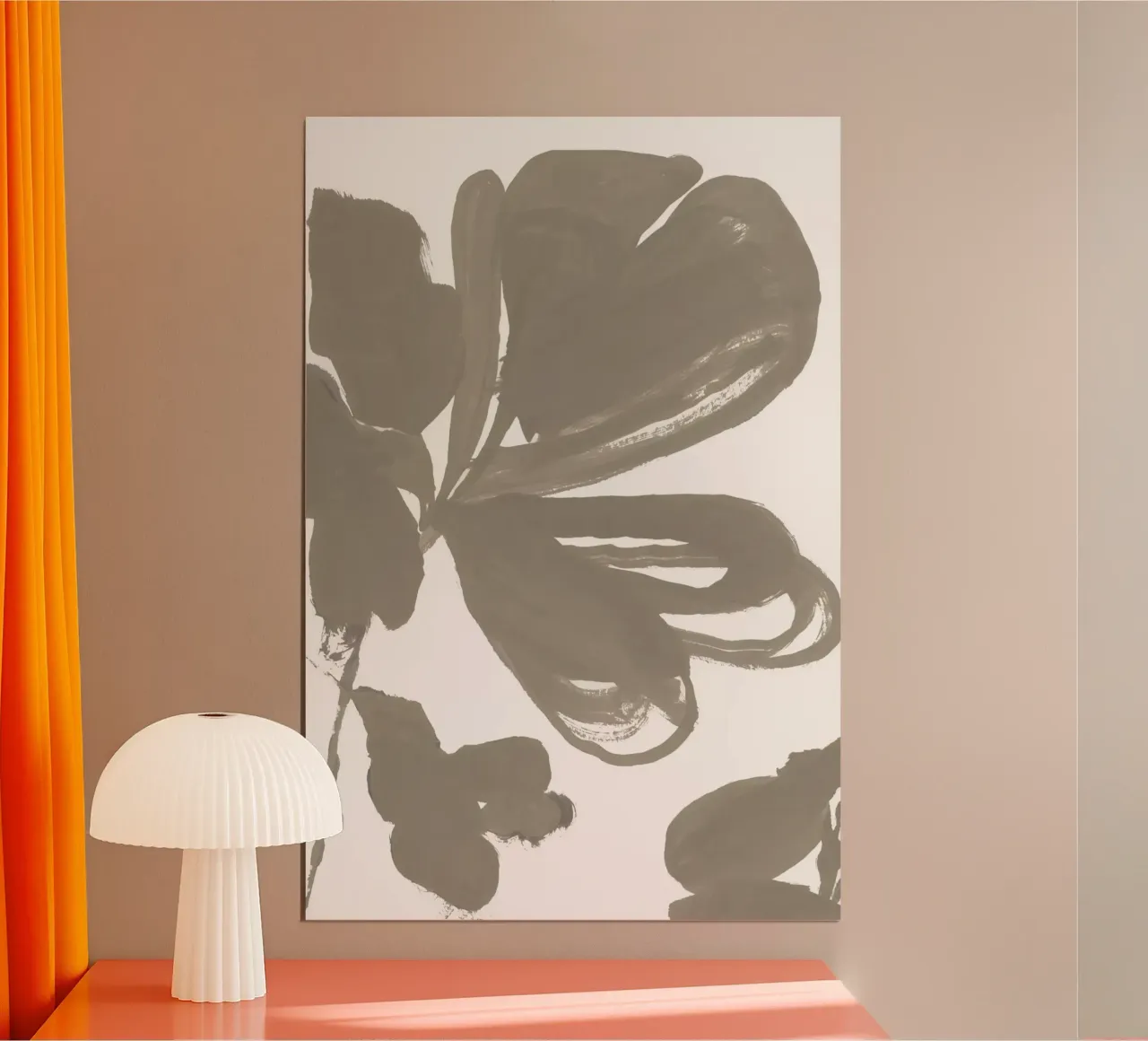 Gigante Taupe Floral 1 poster con telaio in plastica da Cartissi