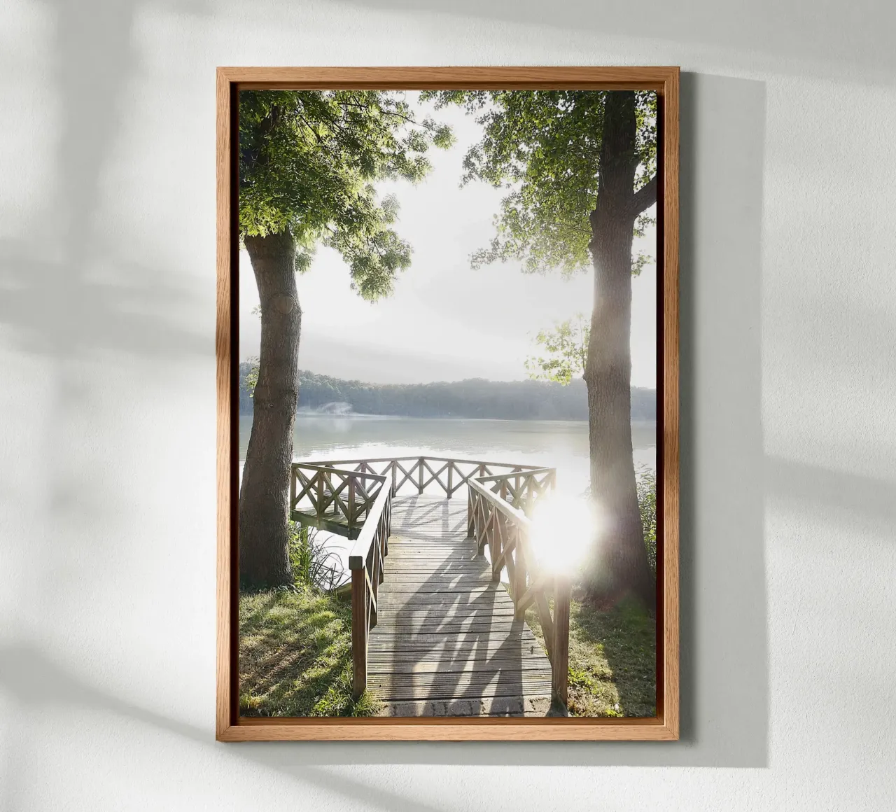 Jetty by the lake canvas with Floater frame by eyes & tries