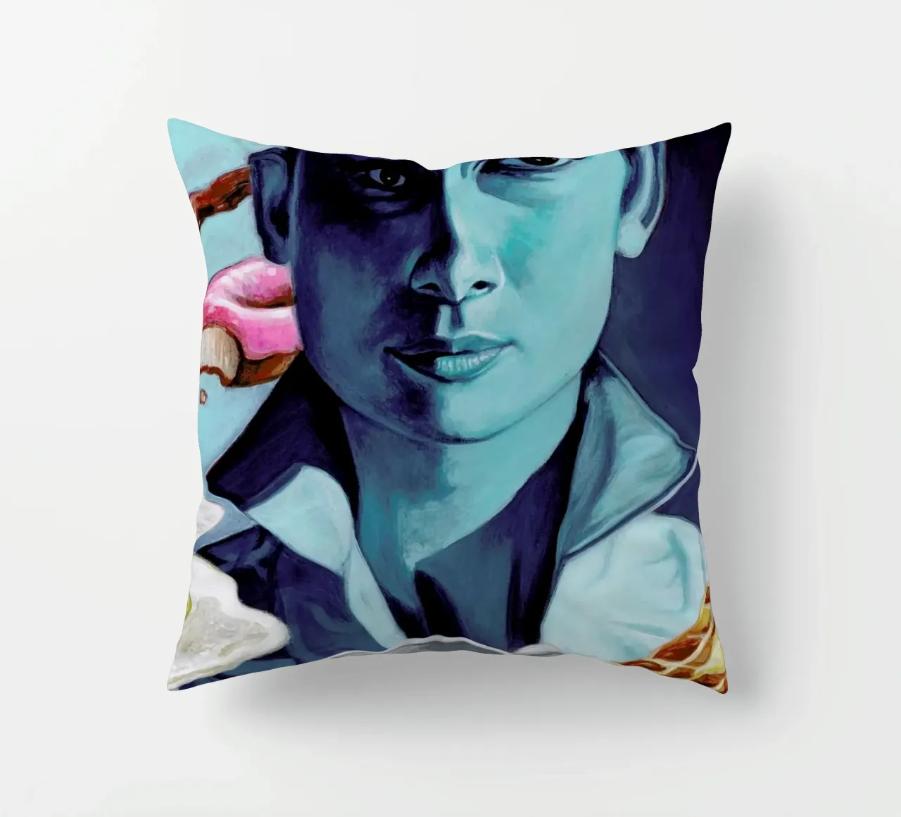 Breakfast with Tiffany decorative cushion by Jared Yamahata
