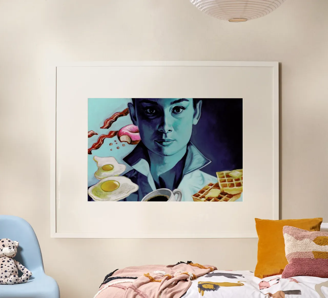 Breakfast with Tiffany poster con telaio in plastica da Jared Yamahata