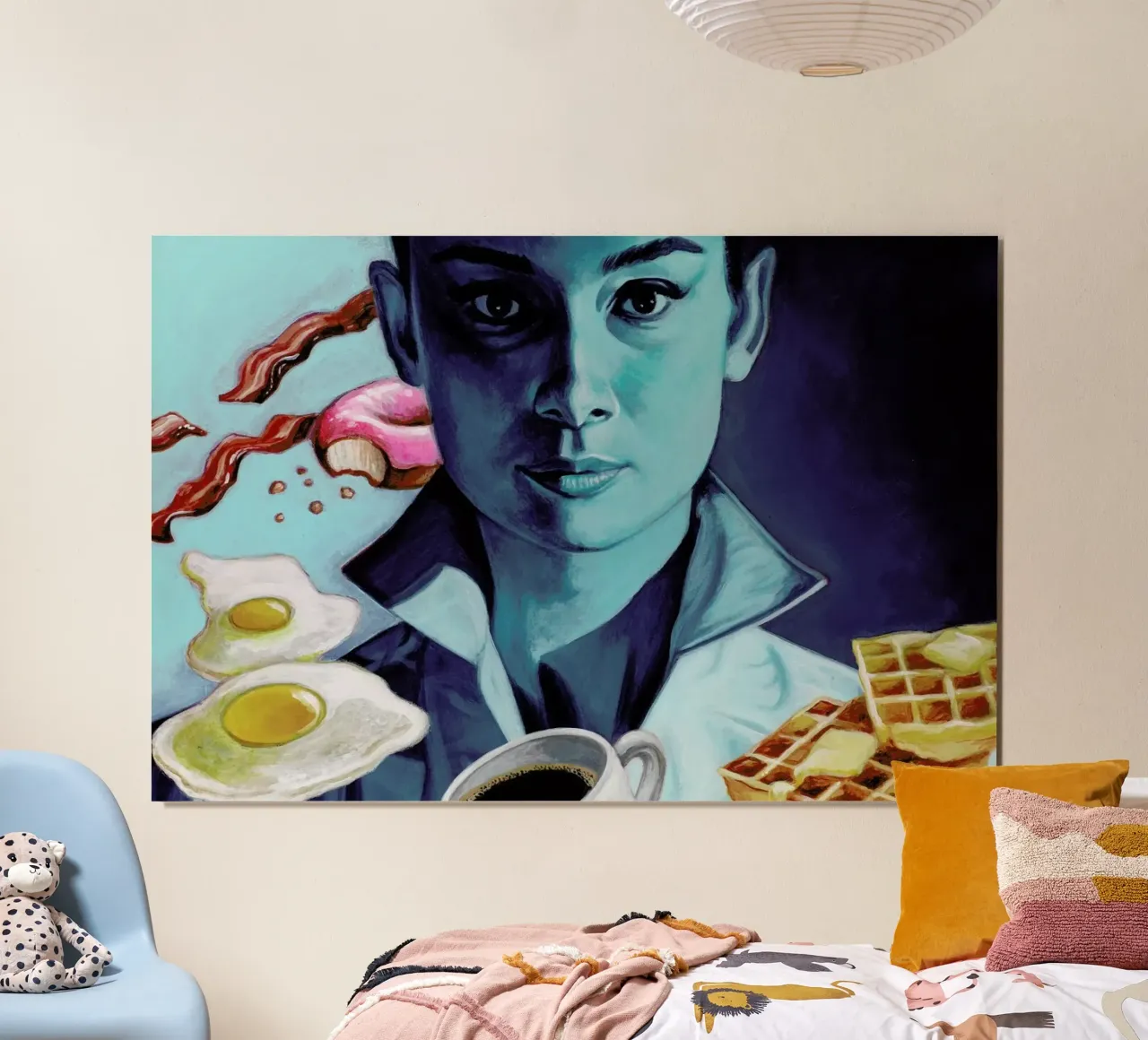 Breakfast with Tiffany poster con telaio in plastica da Jared Yamahata
