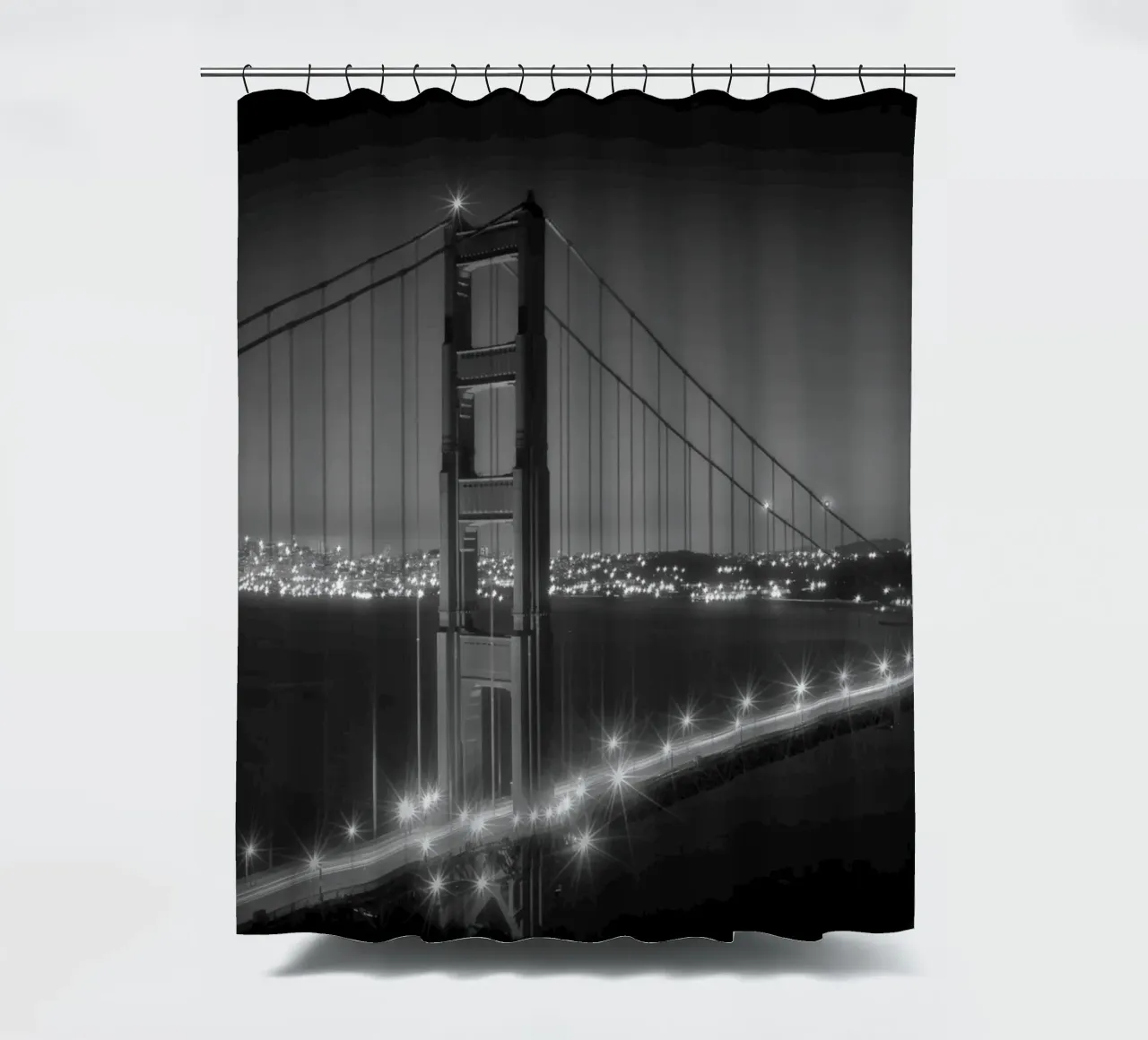 Golden Gate Bridge di sera | Monochrom tenda da doccia da Melanie Viola