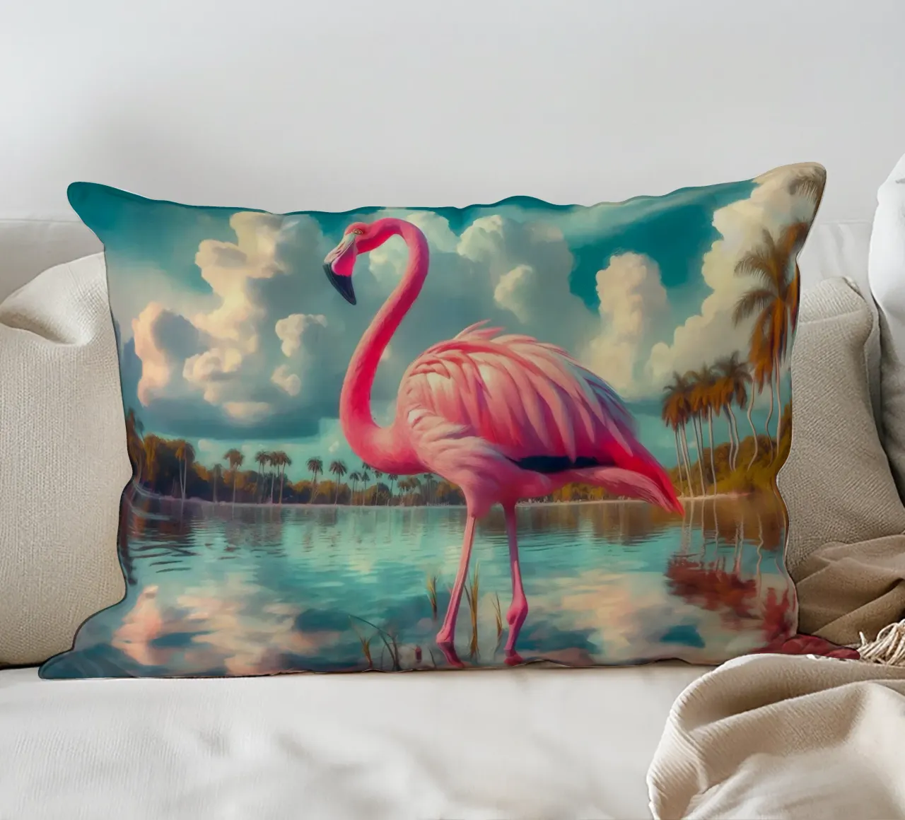 FLAMANT ROSE decorative cushion by RUBIANT ART