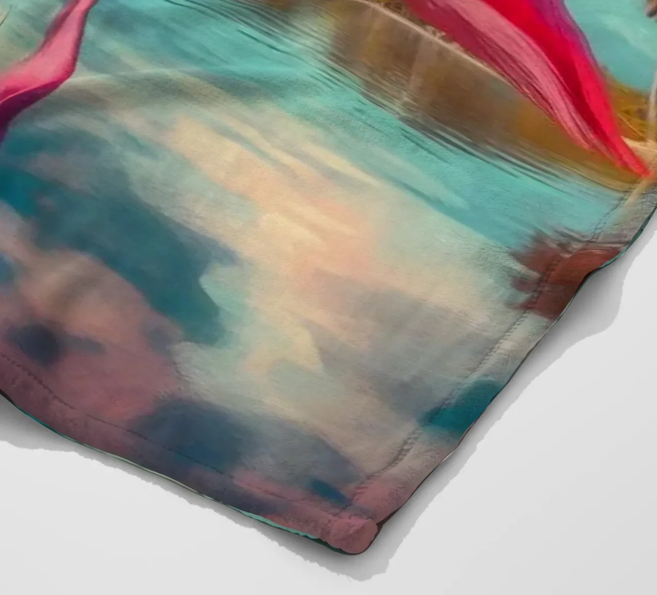 FLAMANT ROSE fleece blanket by RUBIANT ART