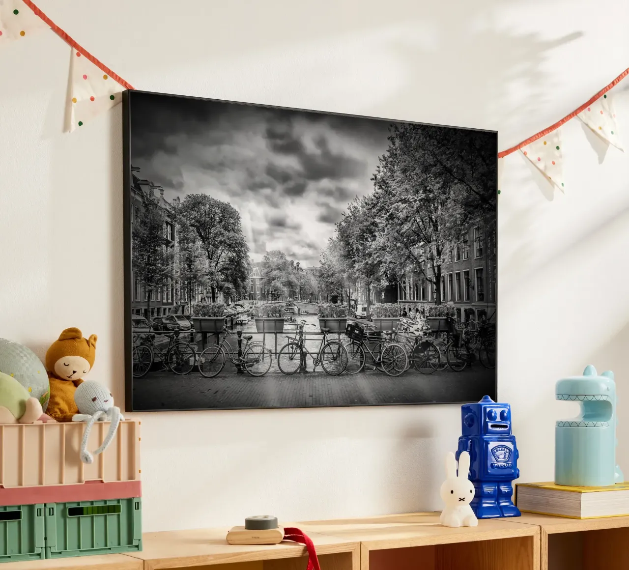 AMSTERDAM Herengracht | Vista tipica della città in monocromia alluminio dibond da Melanie Viola