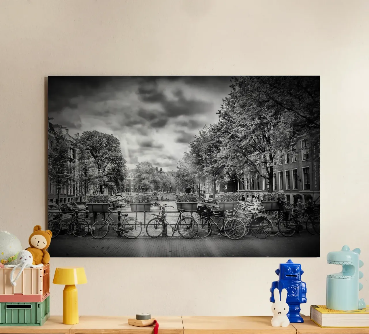 AMSTERDAM Herengracht | Vista tipica della città in monocromia alluminio dibond da Melanie Viola