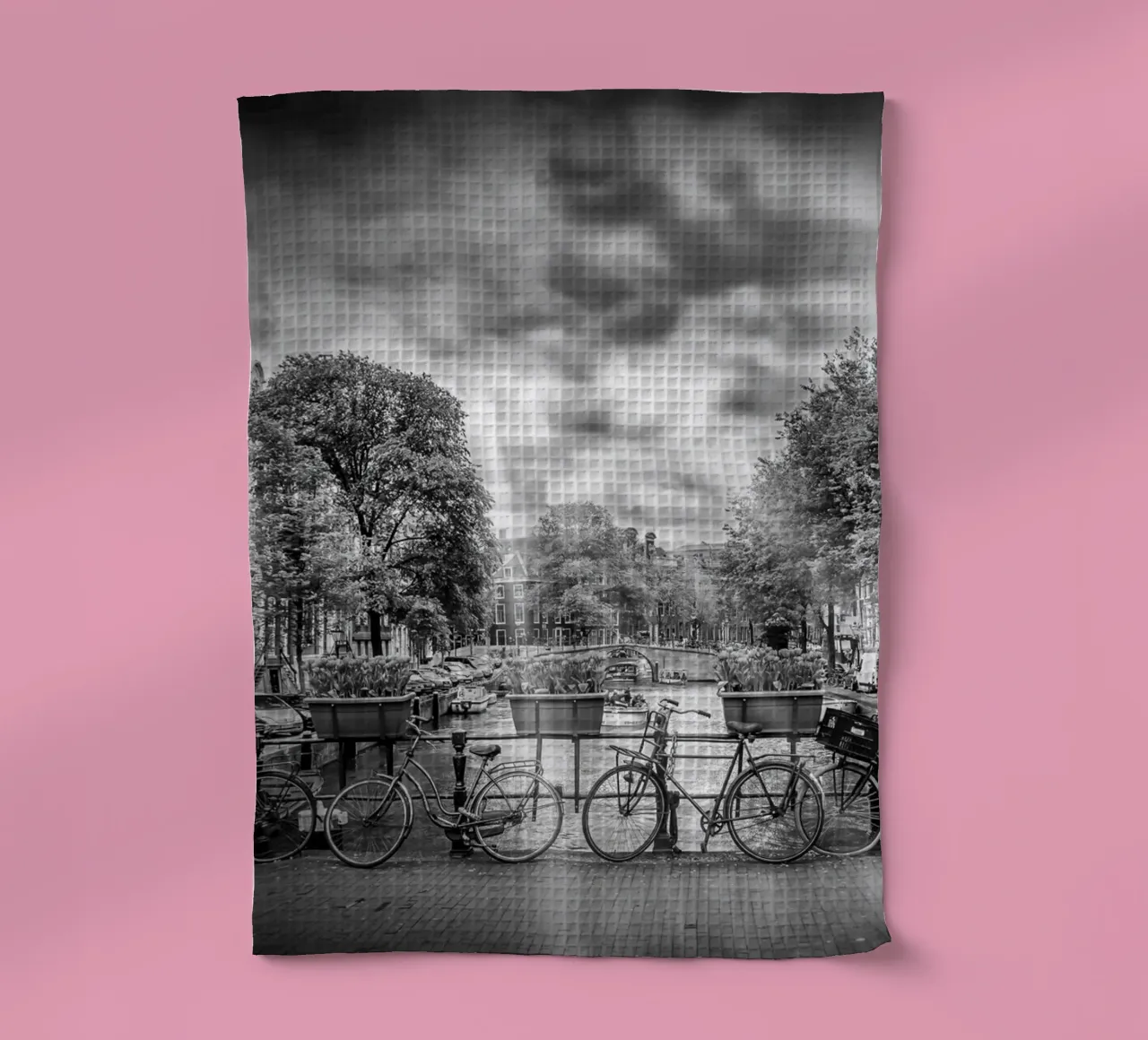 AMSTERDAM Herengracht | Vista tipica della città in monocromia canovaccio da cucina da Melanie Viola