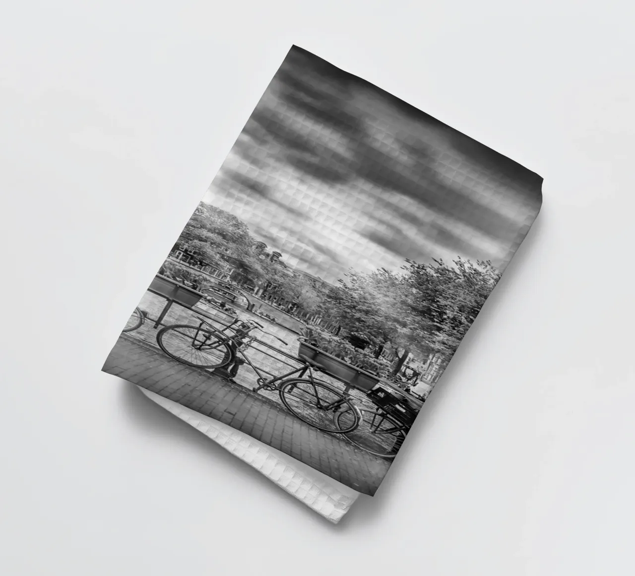 AMSTERDAM Herengracht | Vista tipica della città in monocromia canovaccio da cucina da Melanie Viola