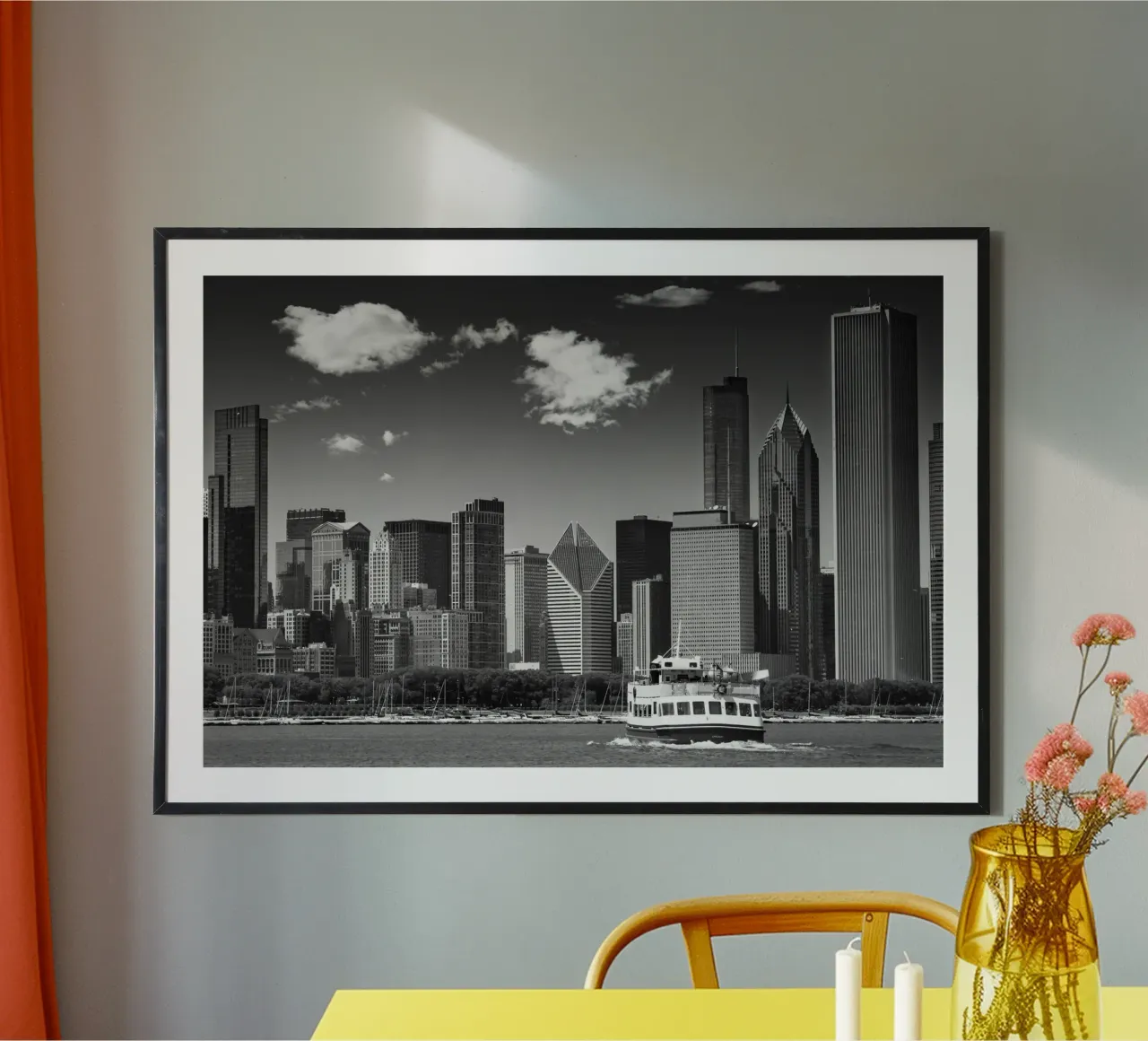 Skyline di CHICAGO | Monocromatico poster con telaio in plastica da Melanie Viola