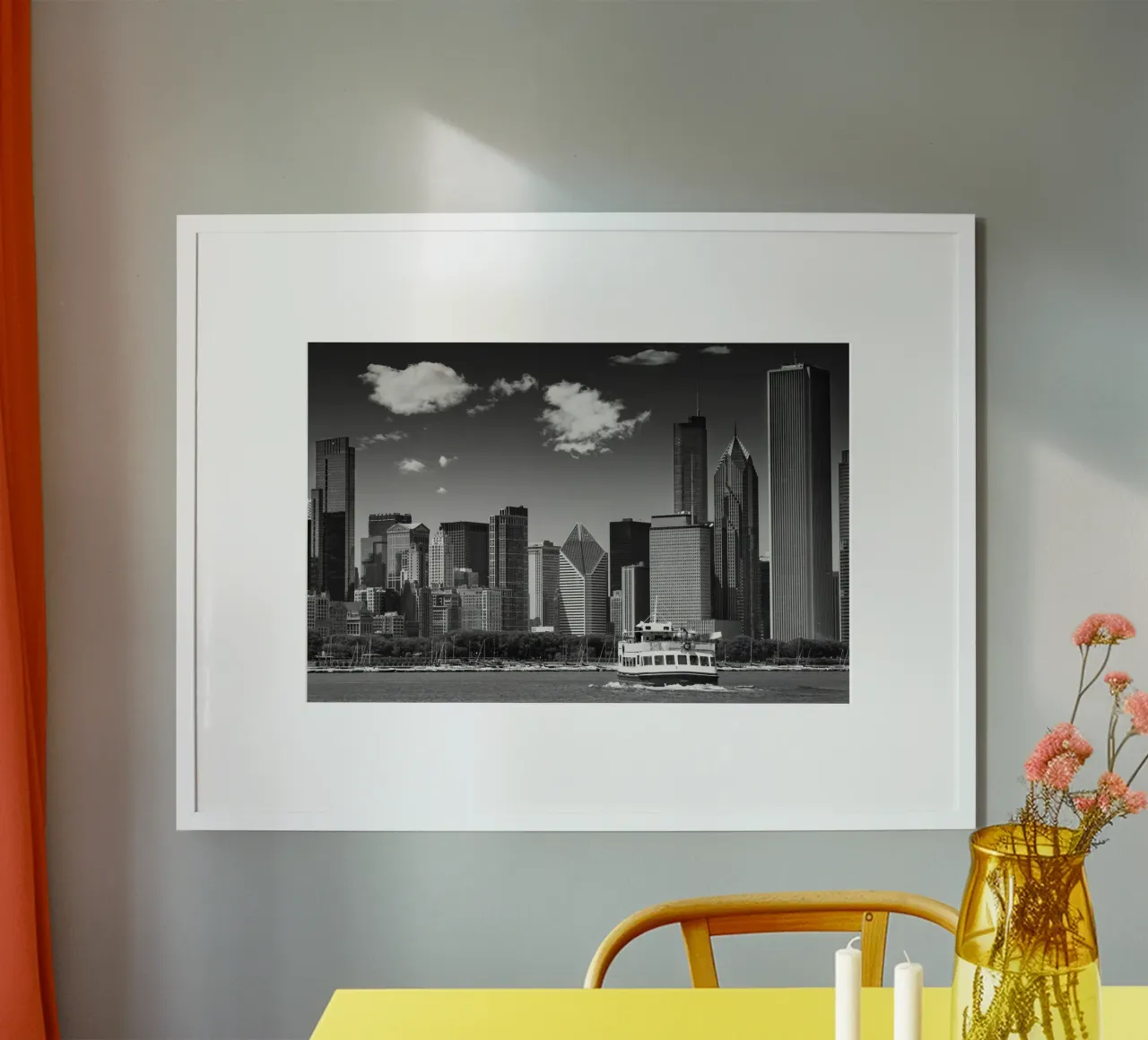Skyline di CHICAGO | Monocromatico poster con telaio in plastica da Melanie Viola