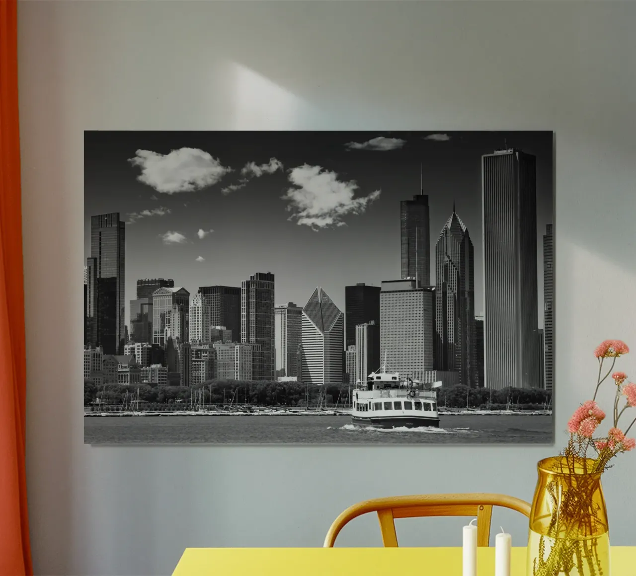 Skyline di CHICAGO | Monocromatico poster con telaio in plastica da Melanie Viola