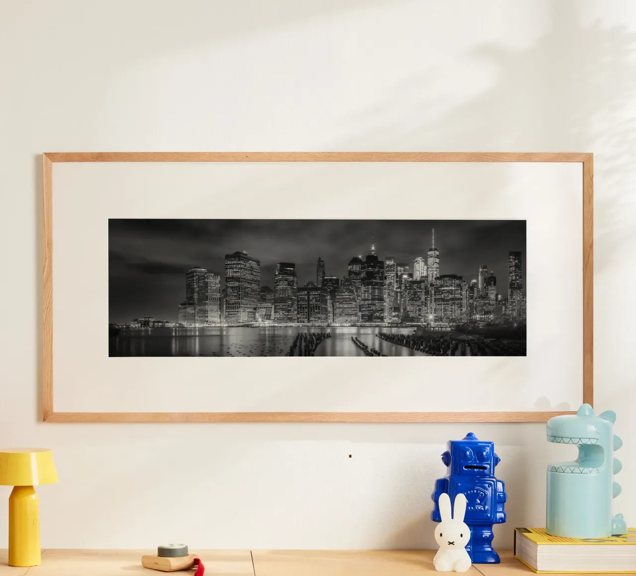 NEW YORK CITY Impressione monocromatica di notte | Panorama poster da Melanie Viola
