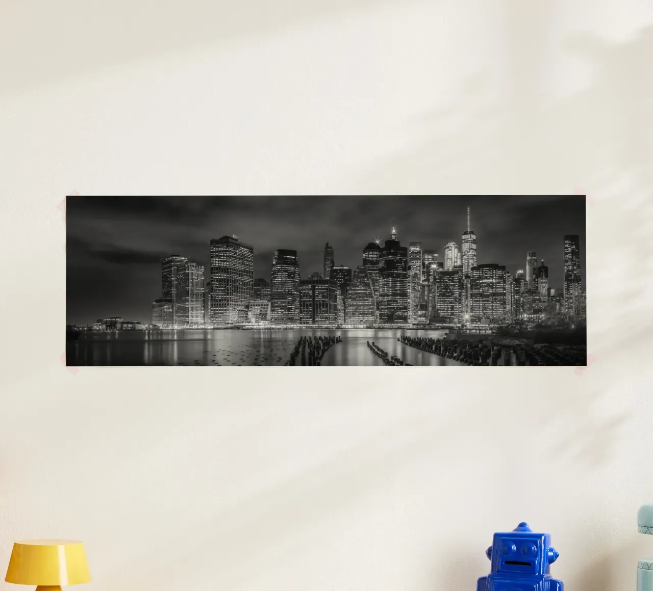 NEW YORK CITY Impressione monocromatica di notte | Panorama poster da Melanie Viola