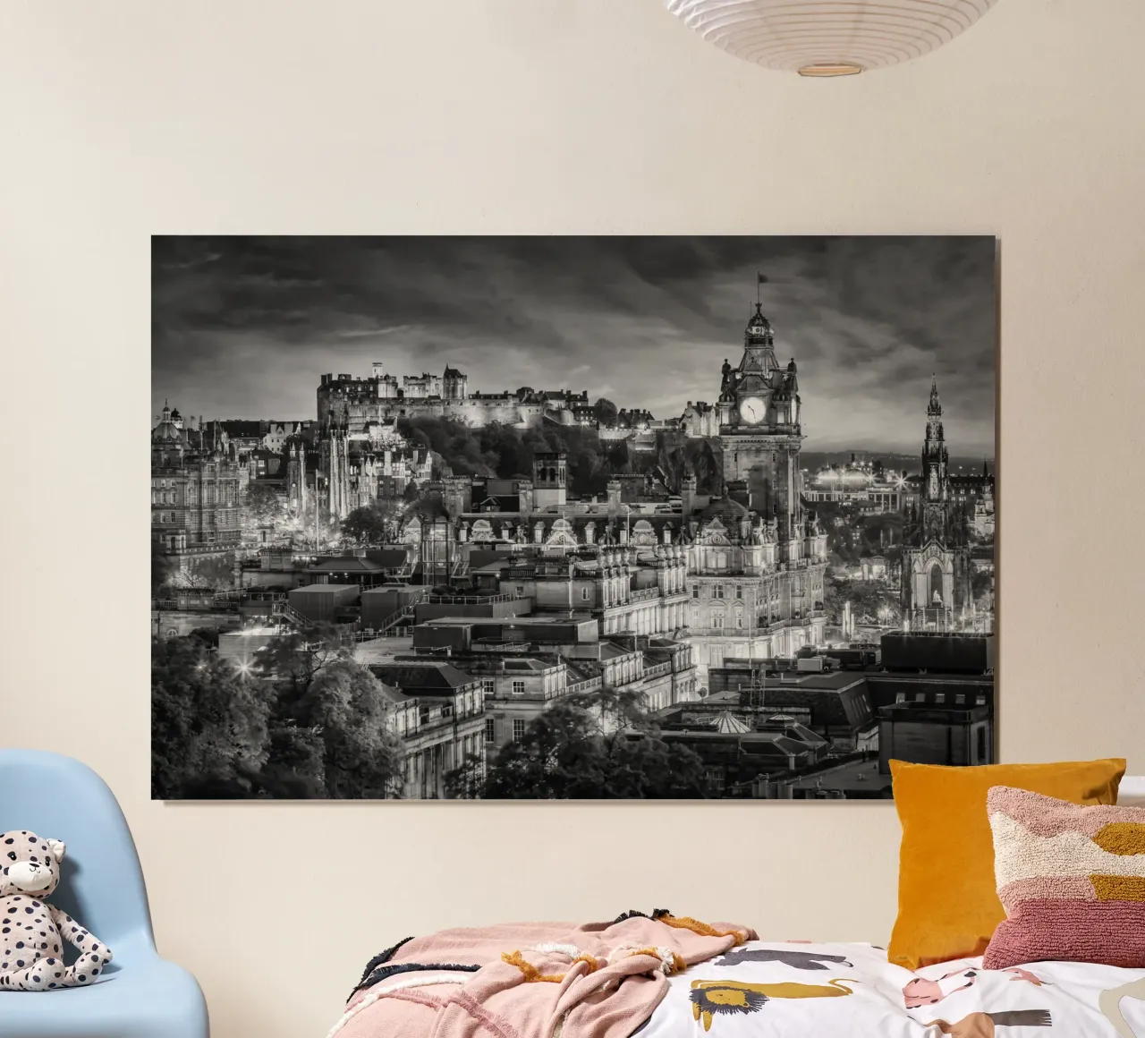 Impresión nocturna desde Edimburgo poster con marco de aluminio de Melanie Viola
