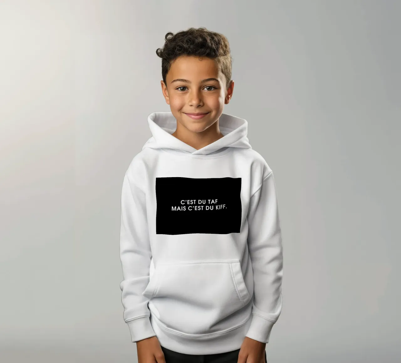 C'est du taf mais c'est du kiff - Black sudadera con capucha para niño de Intertitres