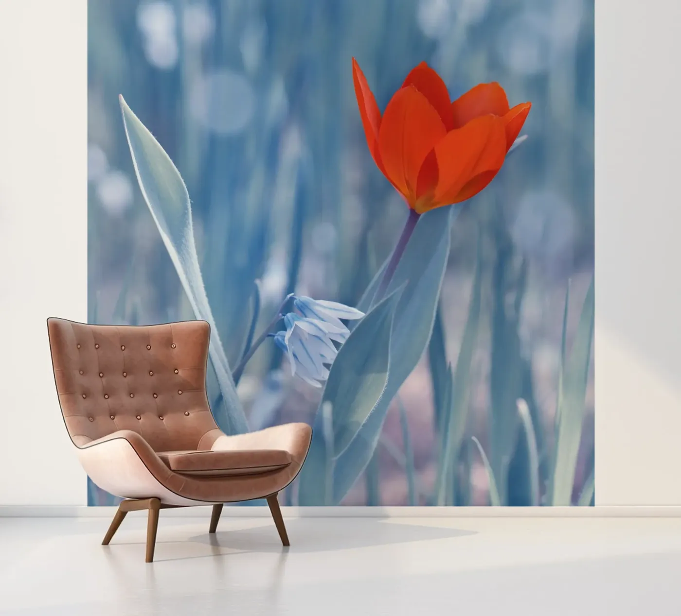 Rode tulp fotobehang van Atteloi Fotografie