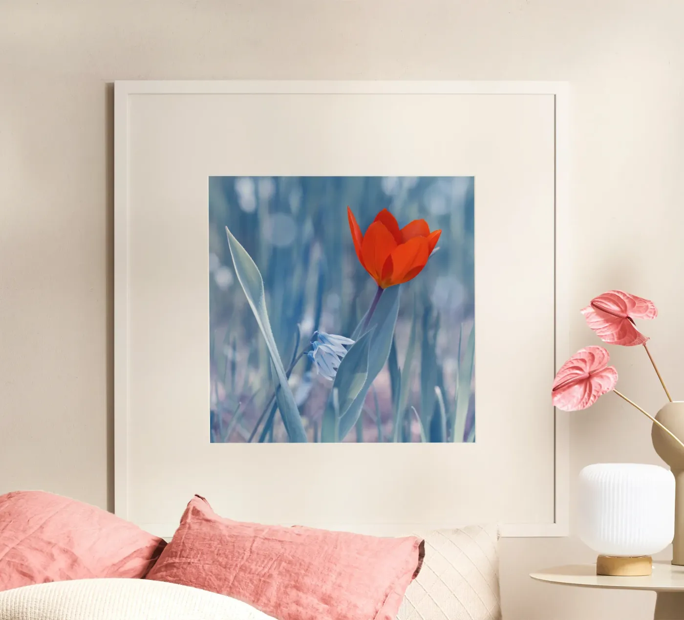 Rode tulp poster van Atteloi Fotografie