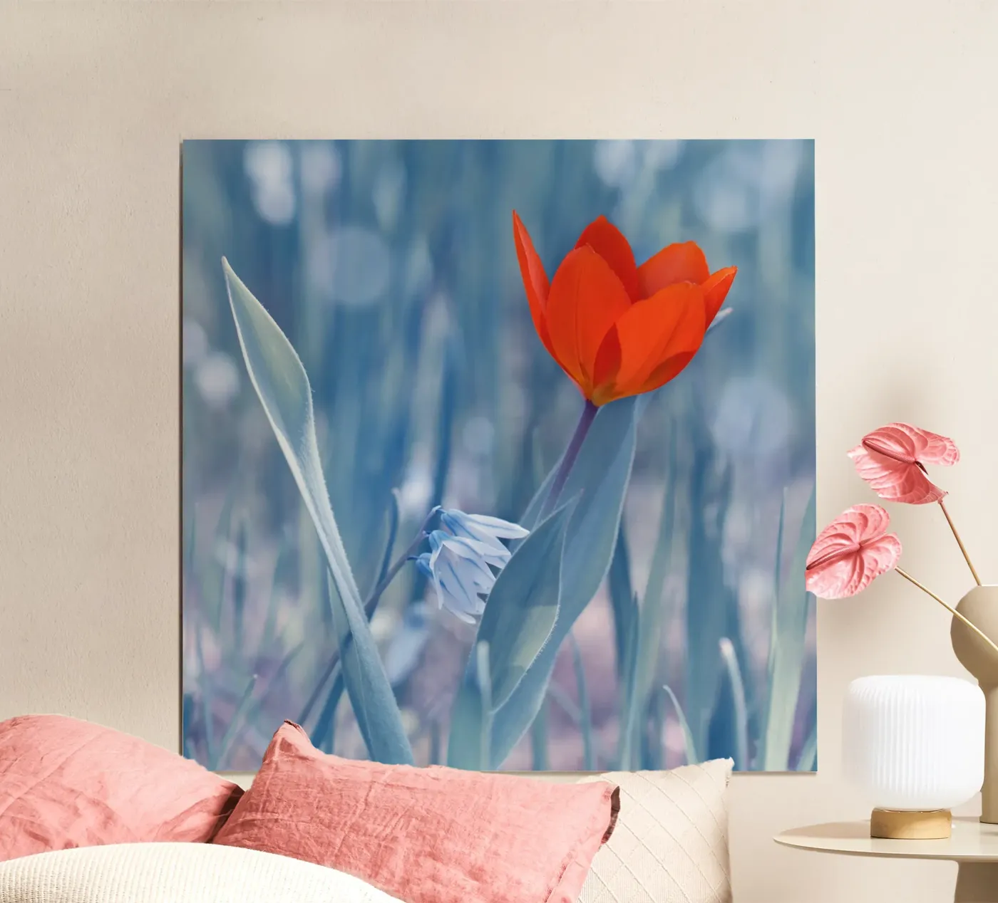 Rode tulp poster van Atteloi Fotografie