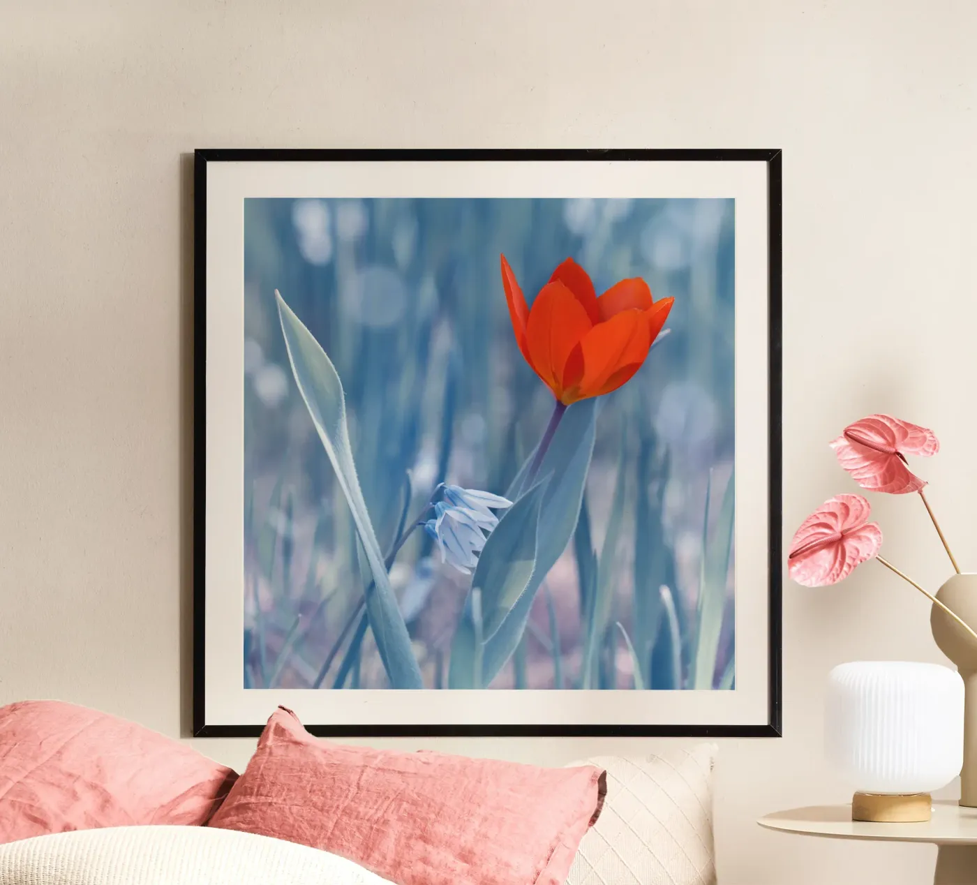 Rode tulp poster van Atteloi Fotografie
