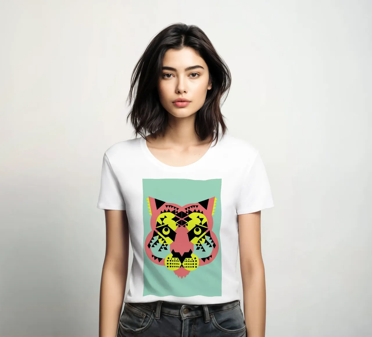 Tiger Face women's fitted t-shirt by Gareth Pollock Design