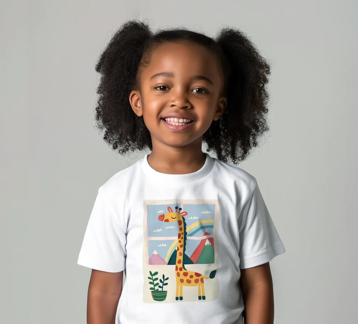 Rainbow Window Giraffe t-shirt bambini da Lilo